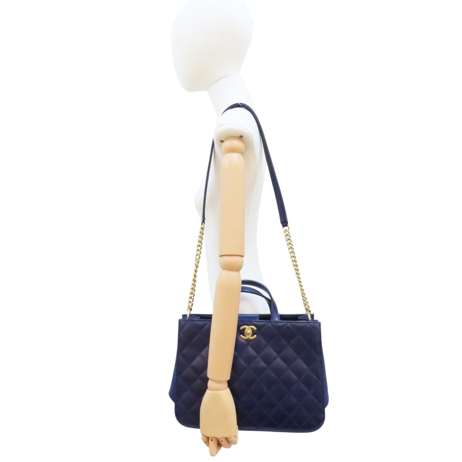 Chanel Matelasse Coco Mark Shoulder Handbag Calfskin Blue Gold Metal
