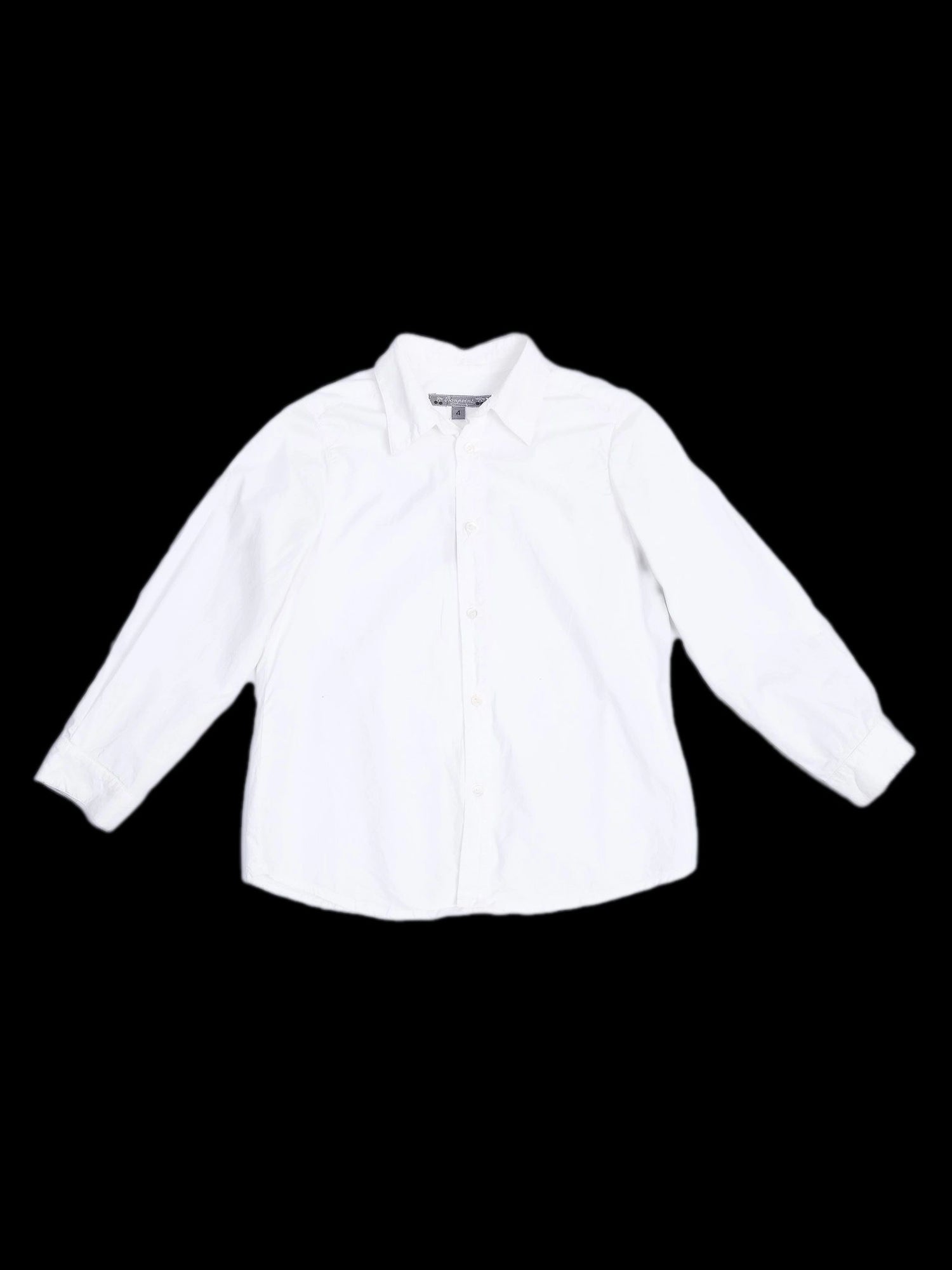 Excellent Bonpoint White Cotton Button-Up Shirt Size 4 for Kids