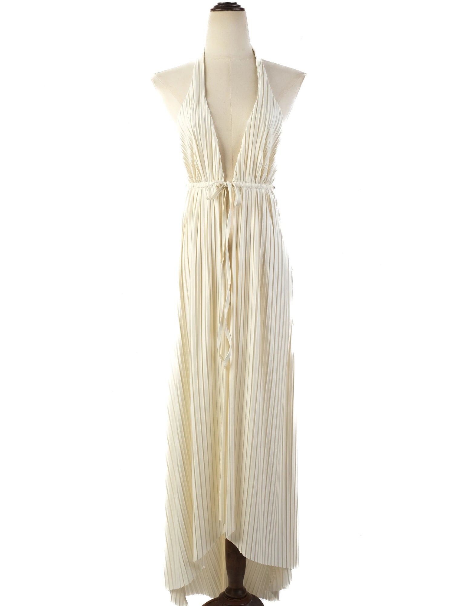 NEW Pleated Halter Dress White Size L Polyester