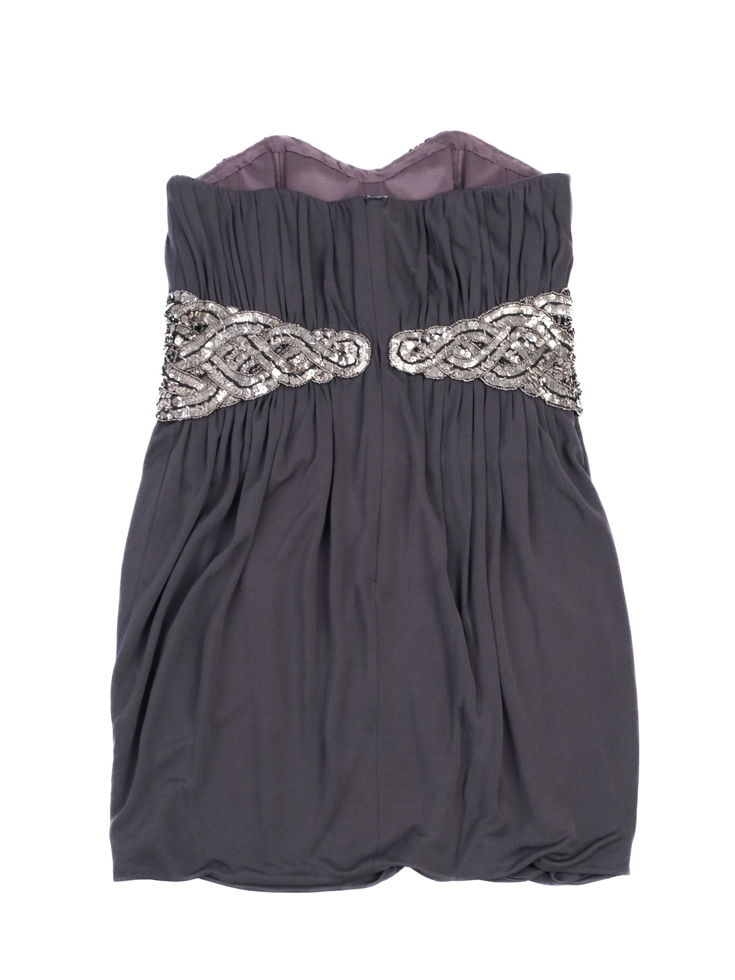 Excellent Jay AHR Gray Strapless Pleated Dress Size S with Sequins