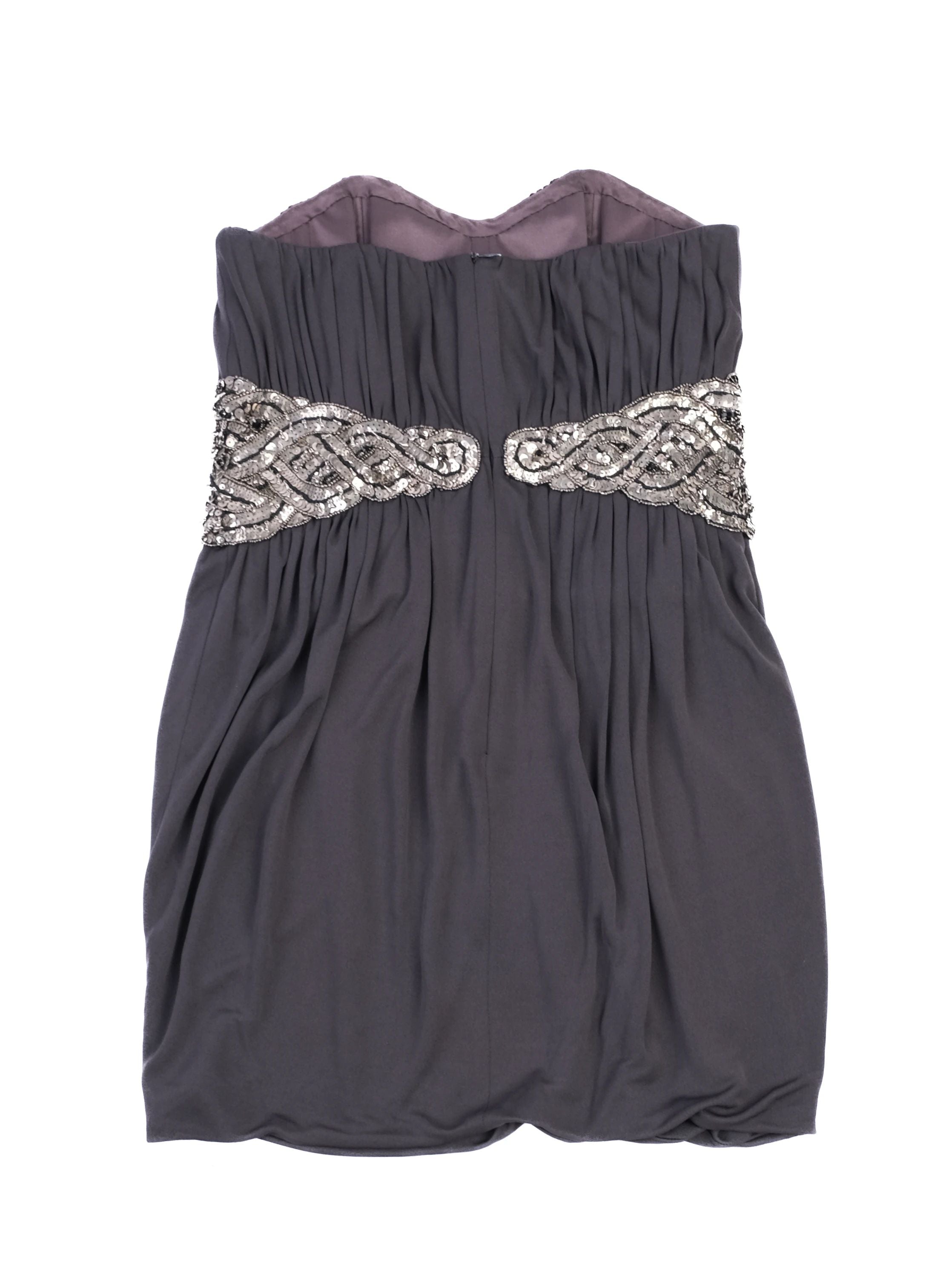 Excellent Jay AHR Gray Strapless Pleated Dress Size S with Sequins