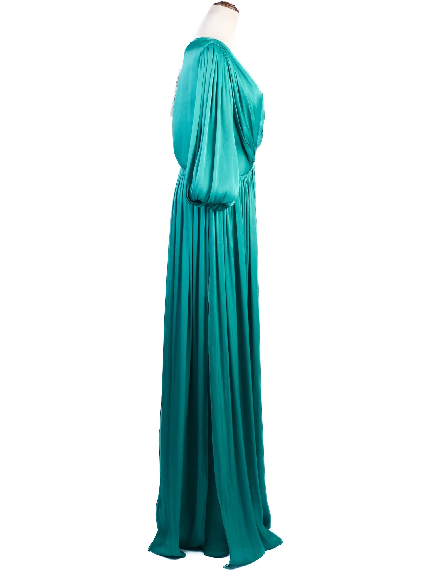 NEW Costarellos Teal Long Gown V-Neck Belted Size N/A