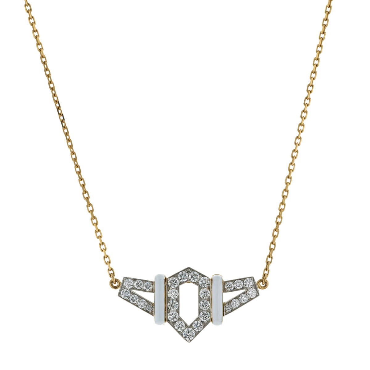 David Webb Flight diamonds, enamel and two tones gold necklace