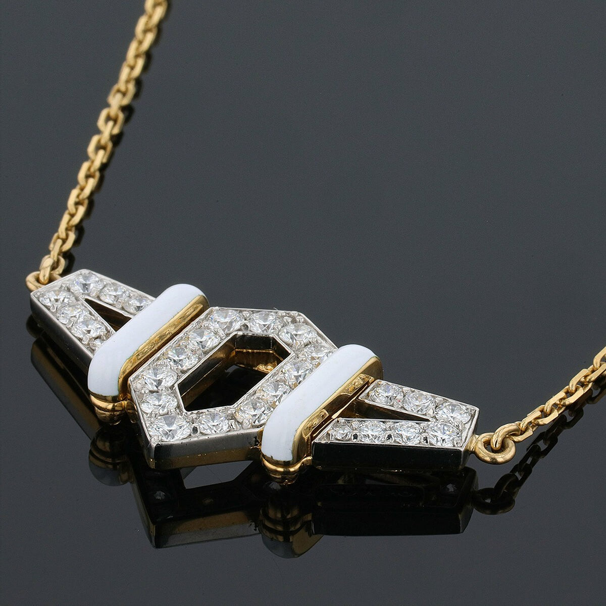 David Webb Flight diamonds, enamel and two tones gold necklace