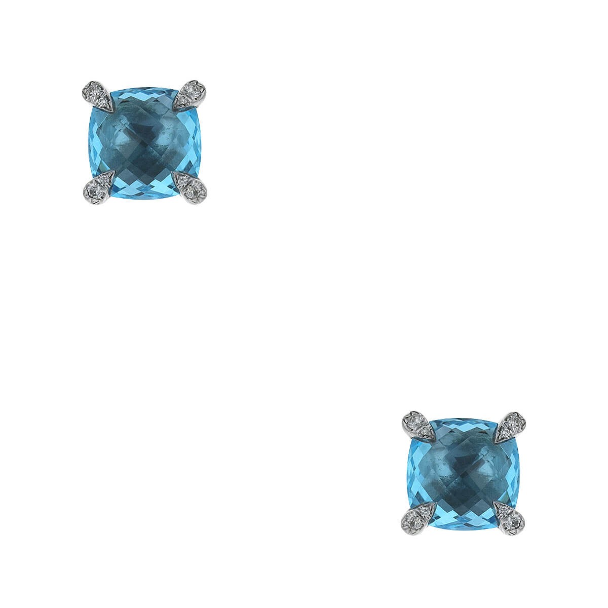 David Yurman Chatelaine silver, diamonds and blue topaze earrings