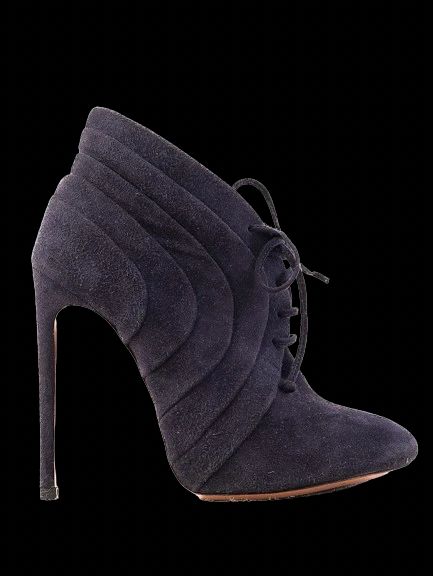 Excellent Alaia Blue Leather High-Heeled Ankle Boot Size 36.5