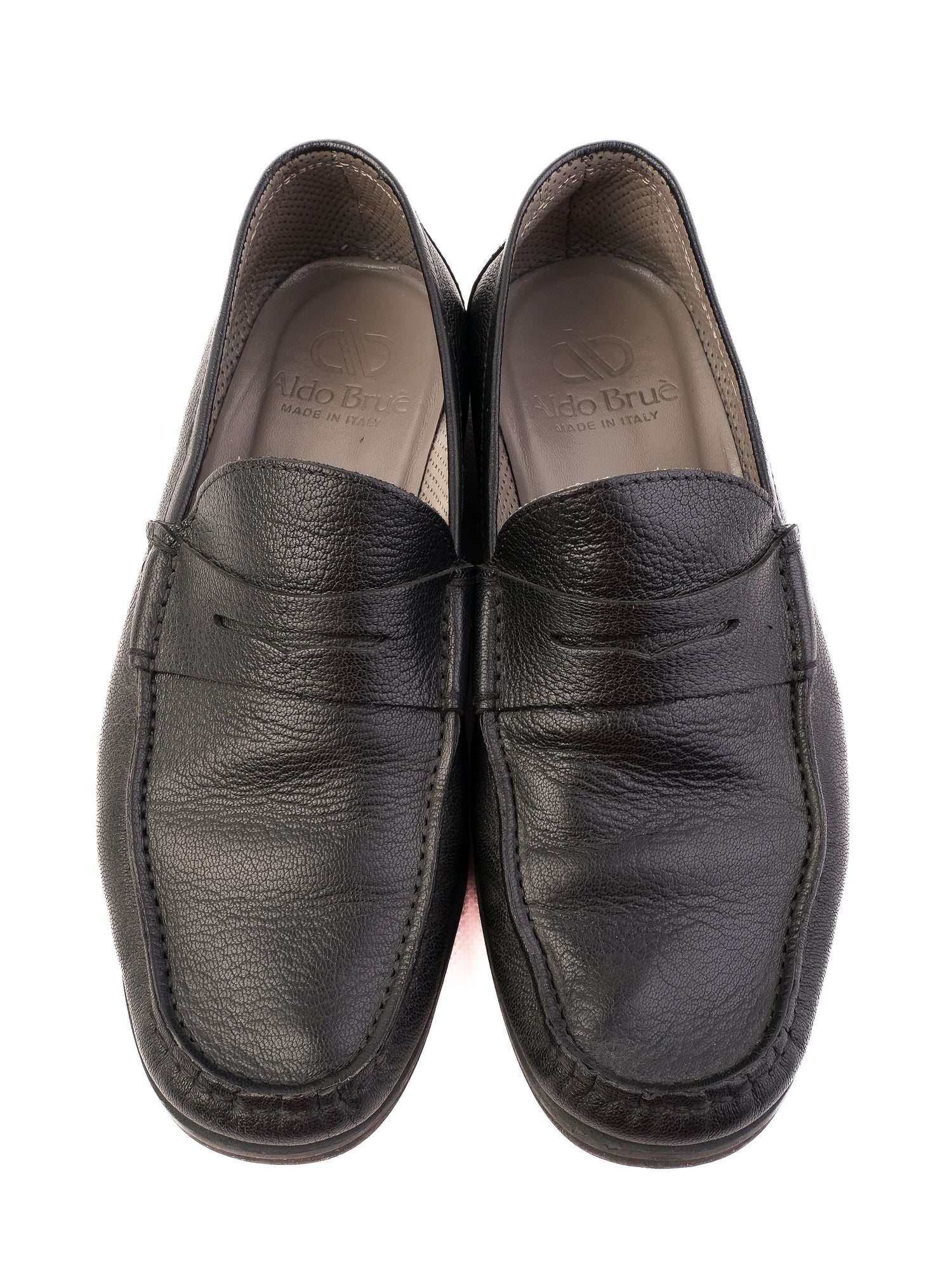 Excellent Aldo Brue Black Leather Loafers Size 39 for Men