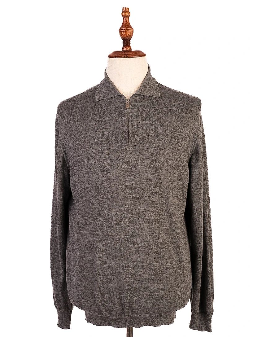 Excellent Fedeli Gray Wool Long-Sleeved Sweater Size L