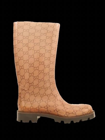 Gucci Orange Knee-High Rubber Boots Size 38 Perfect Condition