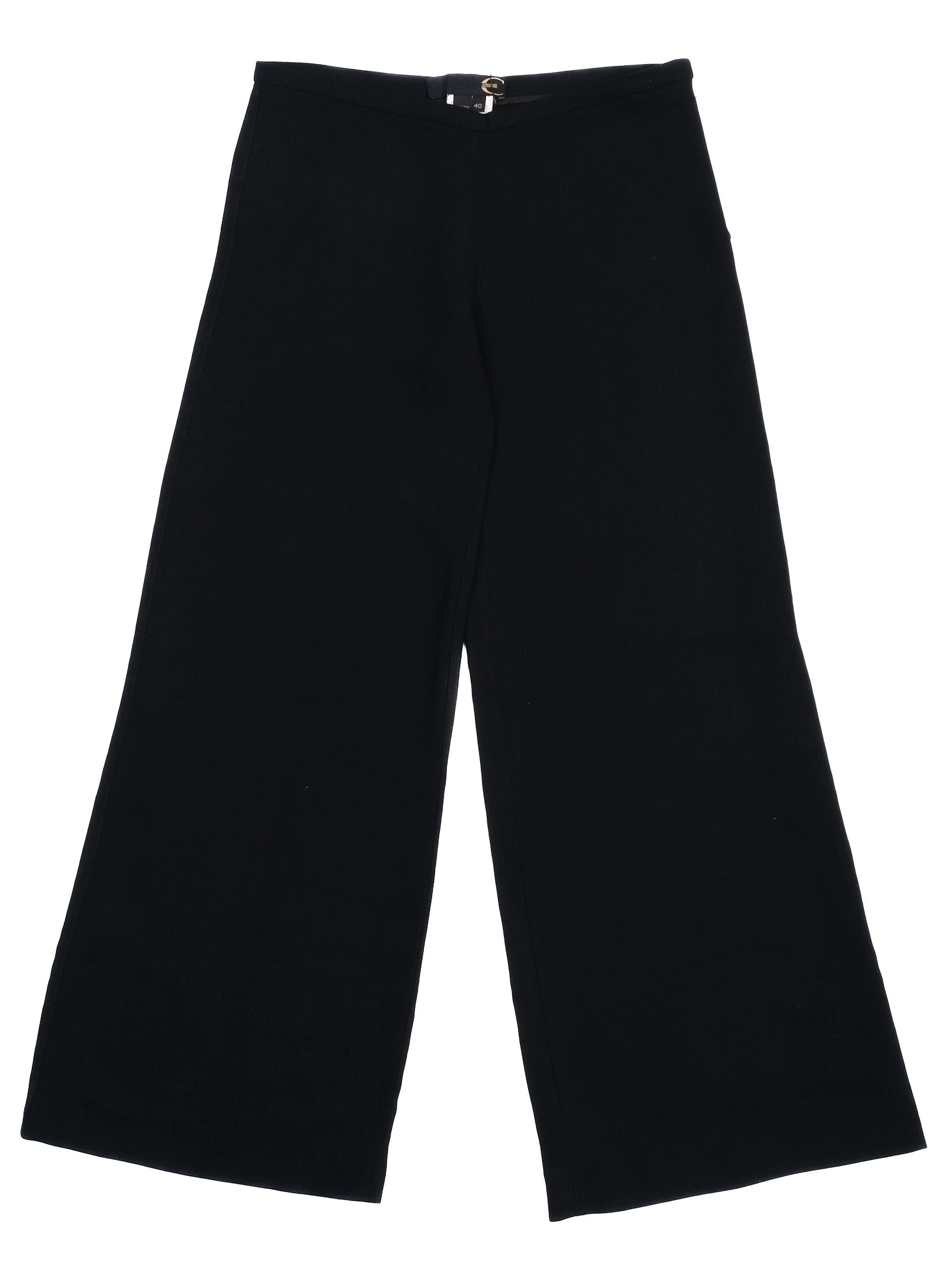 Just Cavalli Excellent Black Wool Wide-Leg Pants Size 40 Made in Italy