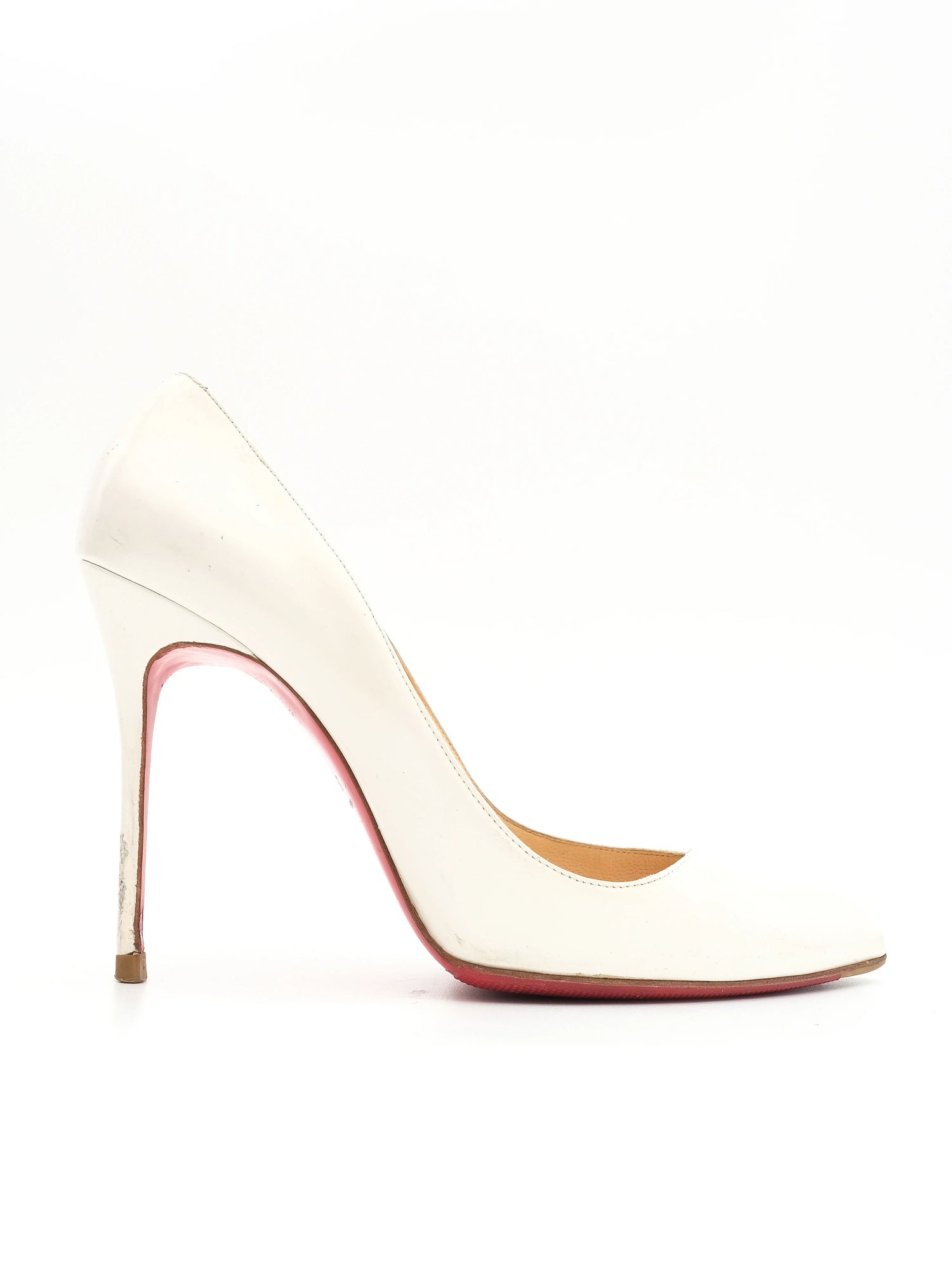 Average Condition Christian Louboutin White Leather Heels Size 38