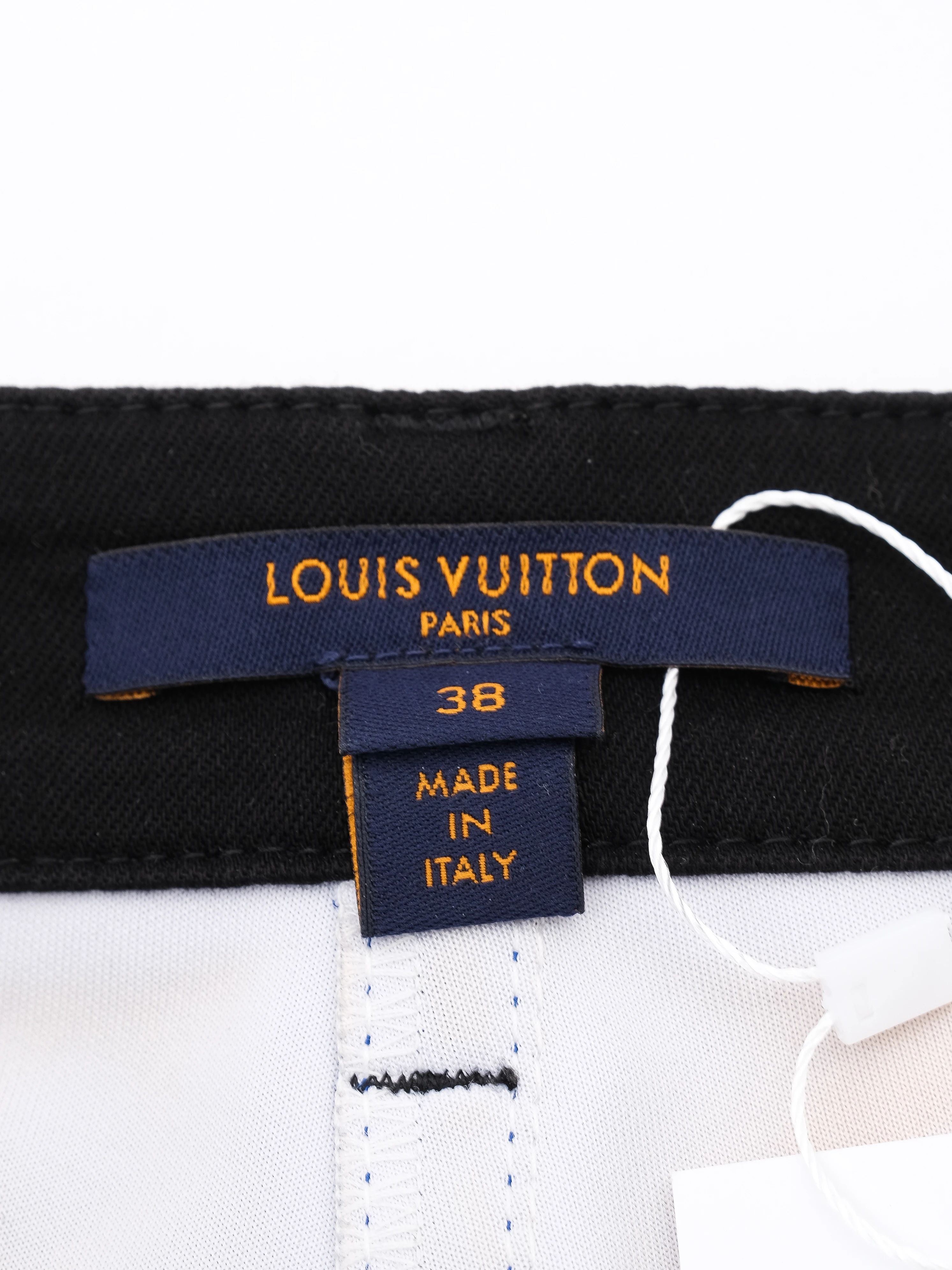 Excellent Louis Vuitton Blue Polyester Pants Size M with Black Accents