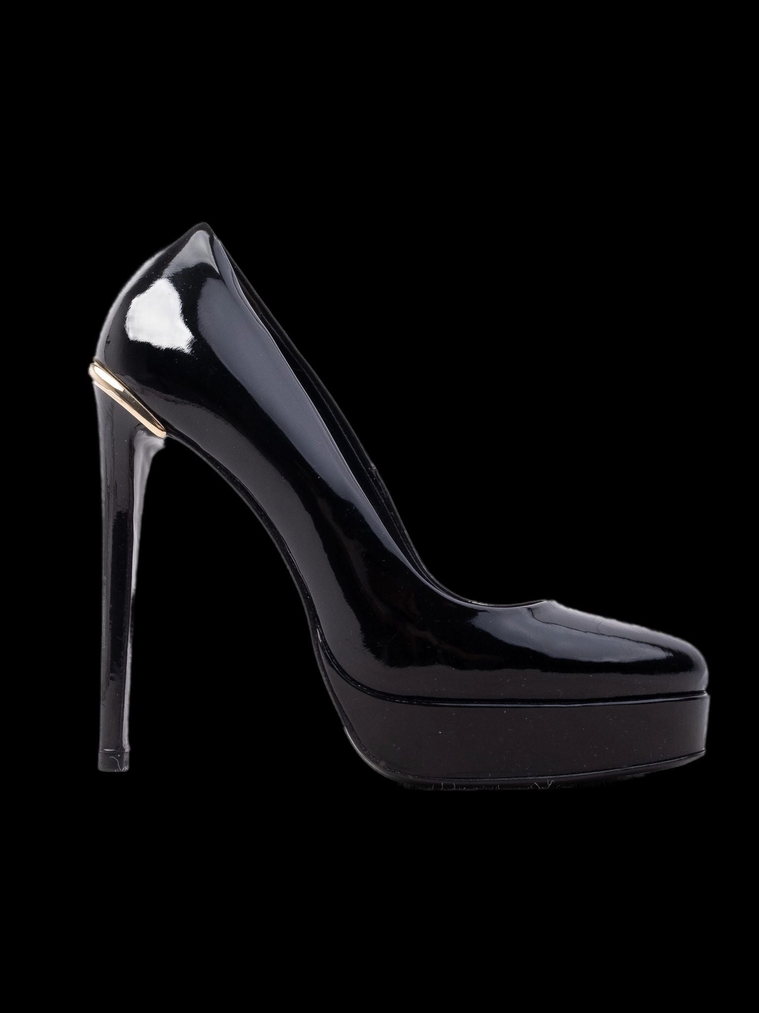 Excellent Iceberg Black Leather High-Heeled Shoes with Stiletto Heel