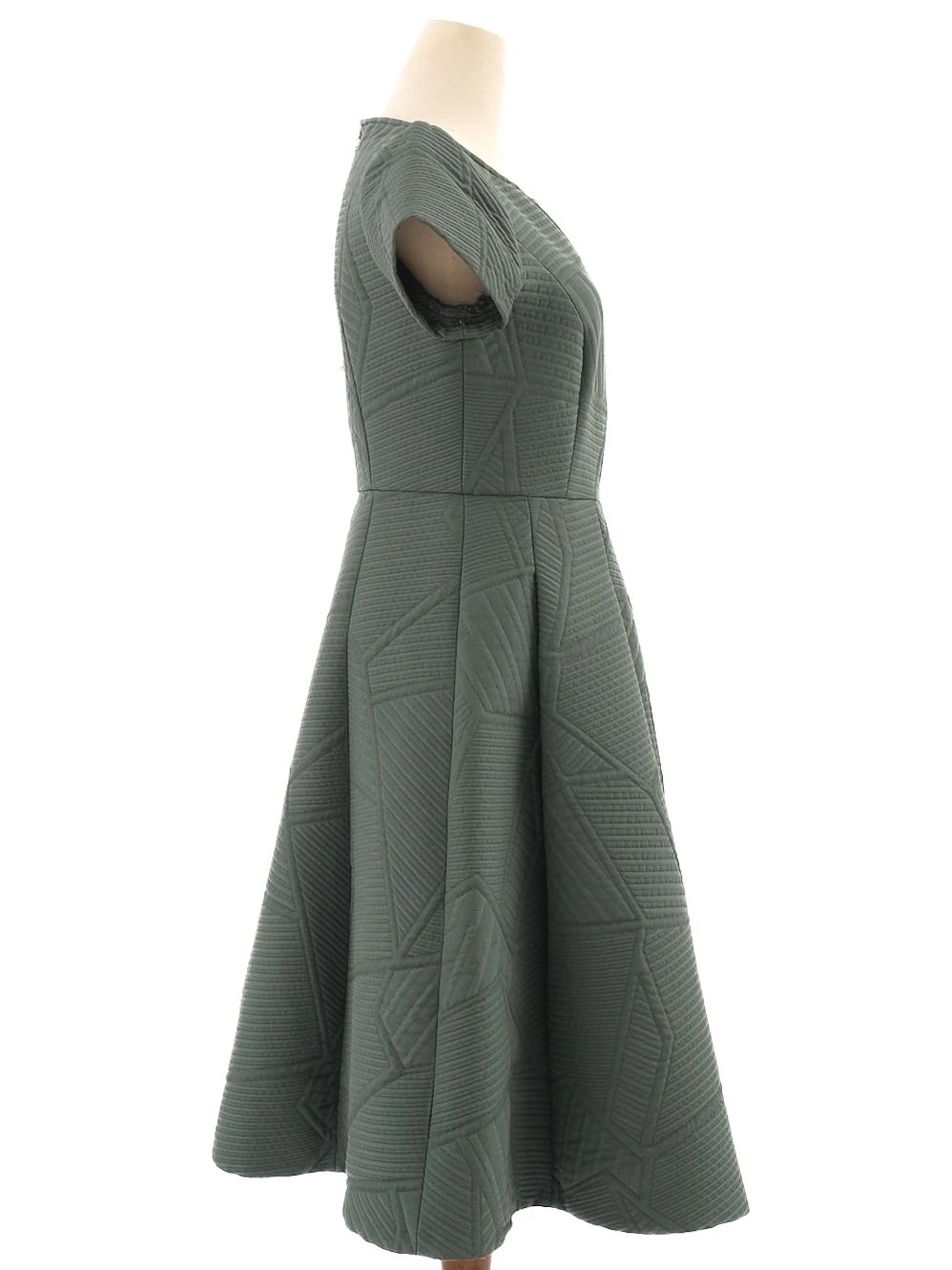 Excellent MaxCo Green Fit-and-Flare Dress Size S Polyester
