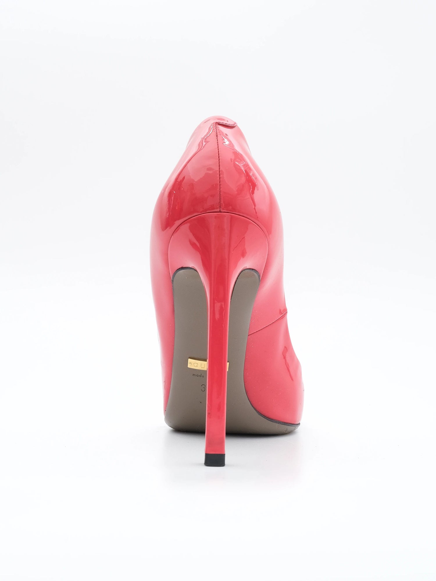 Excellent Gucci Red Leather Peep-Toe Stiletto Heels Size 36