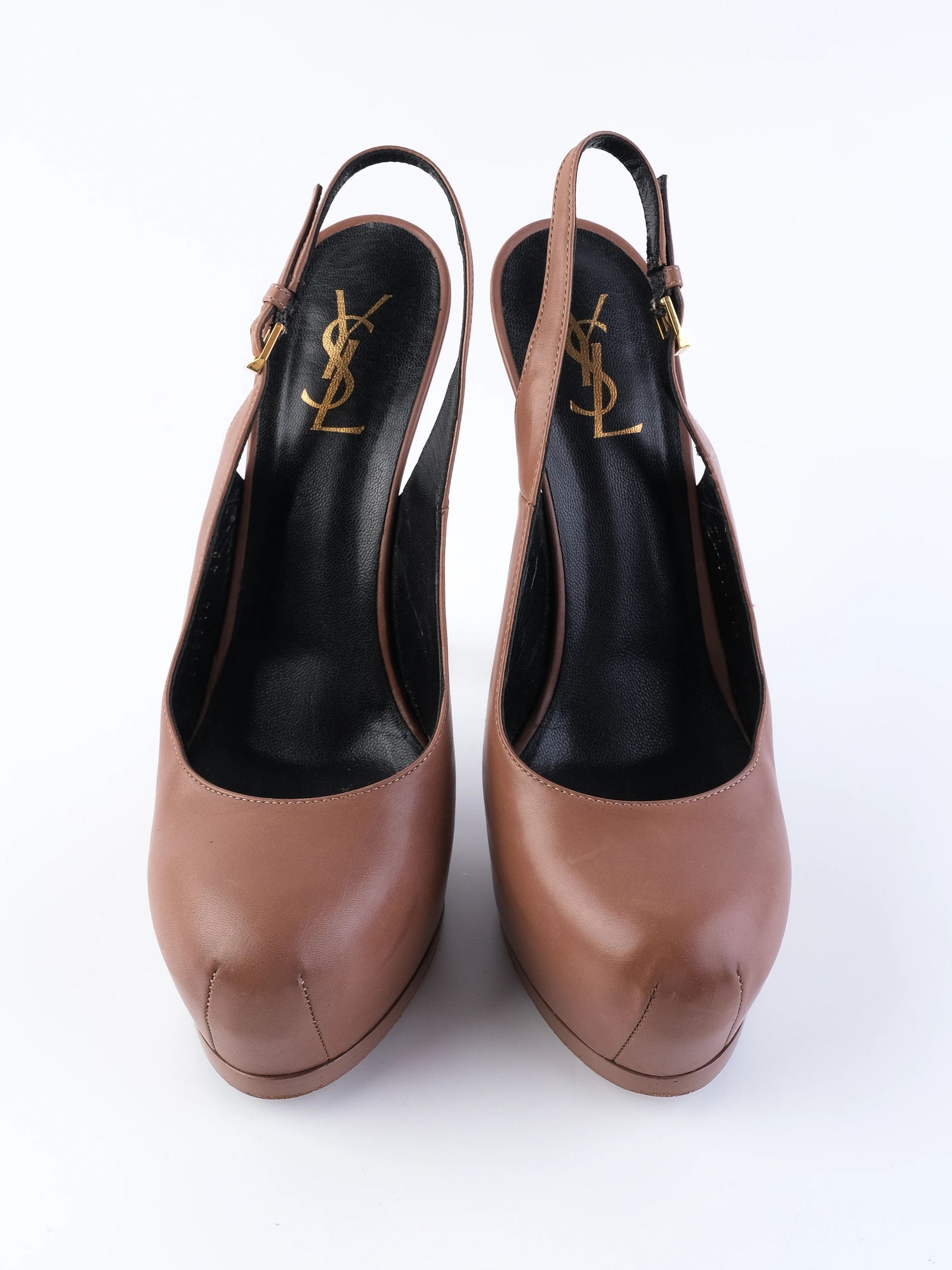 Excellent Yves Saint Laurent Orange Leather Slingback High Heels Size 40