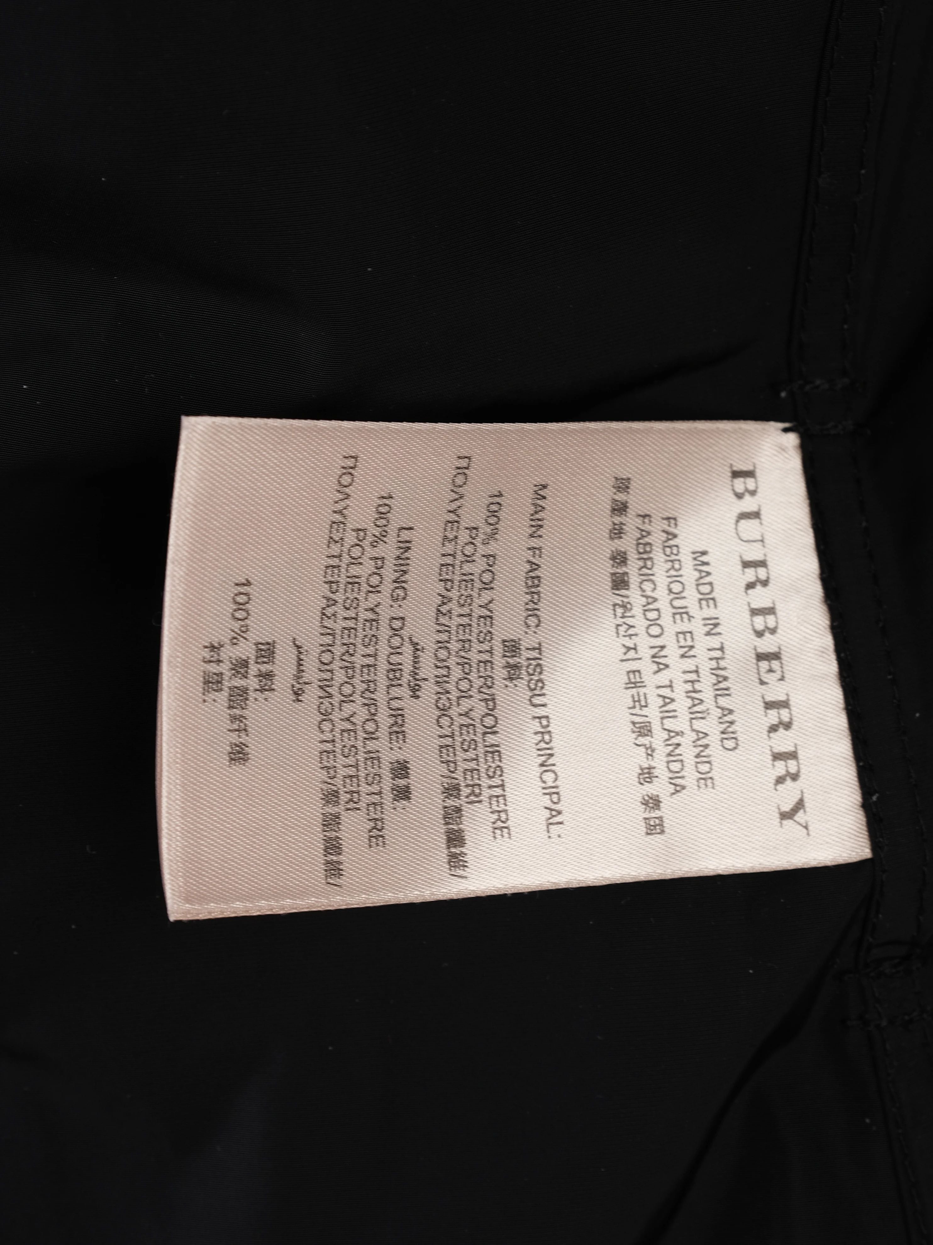 Excellent Burberry Black Trench Coat XS Polyester Double-Breasted