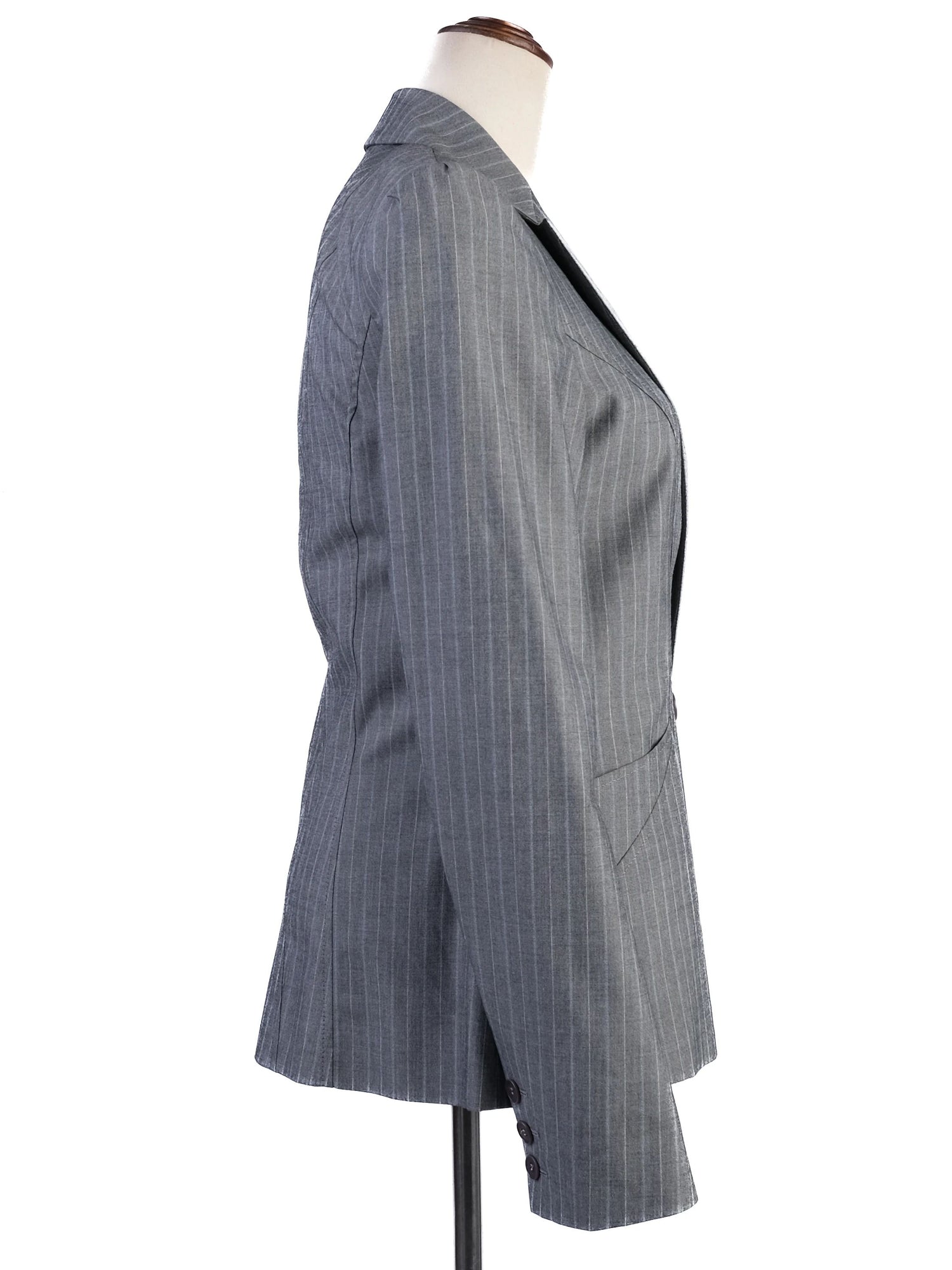 Excellent Reiss Gray Pinstripe Blazer Size S Double-Breasted Women