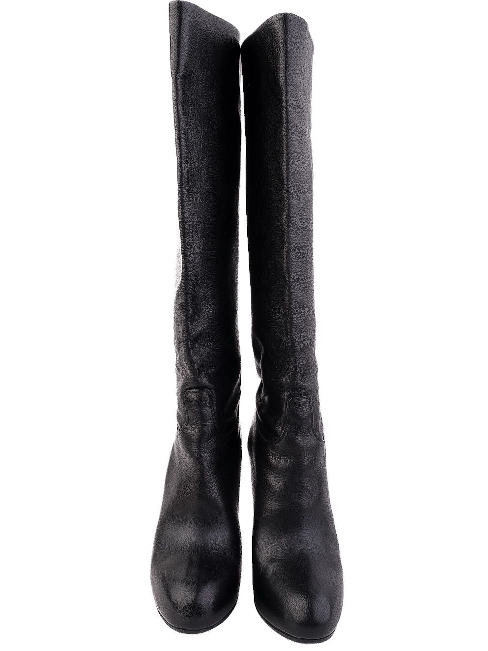 Excellent Bally Black Leather Knee-High Stiletto Heeled Boots Size 37.5