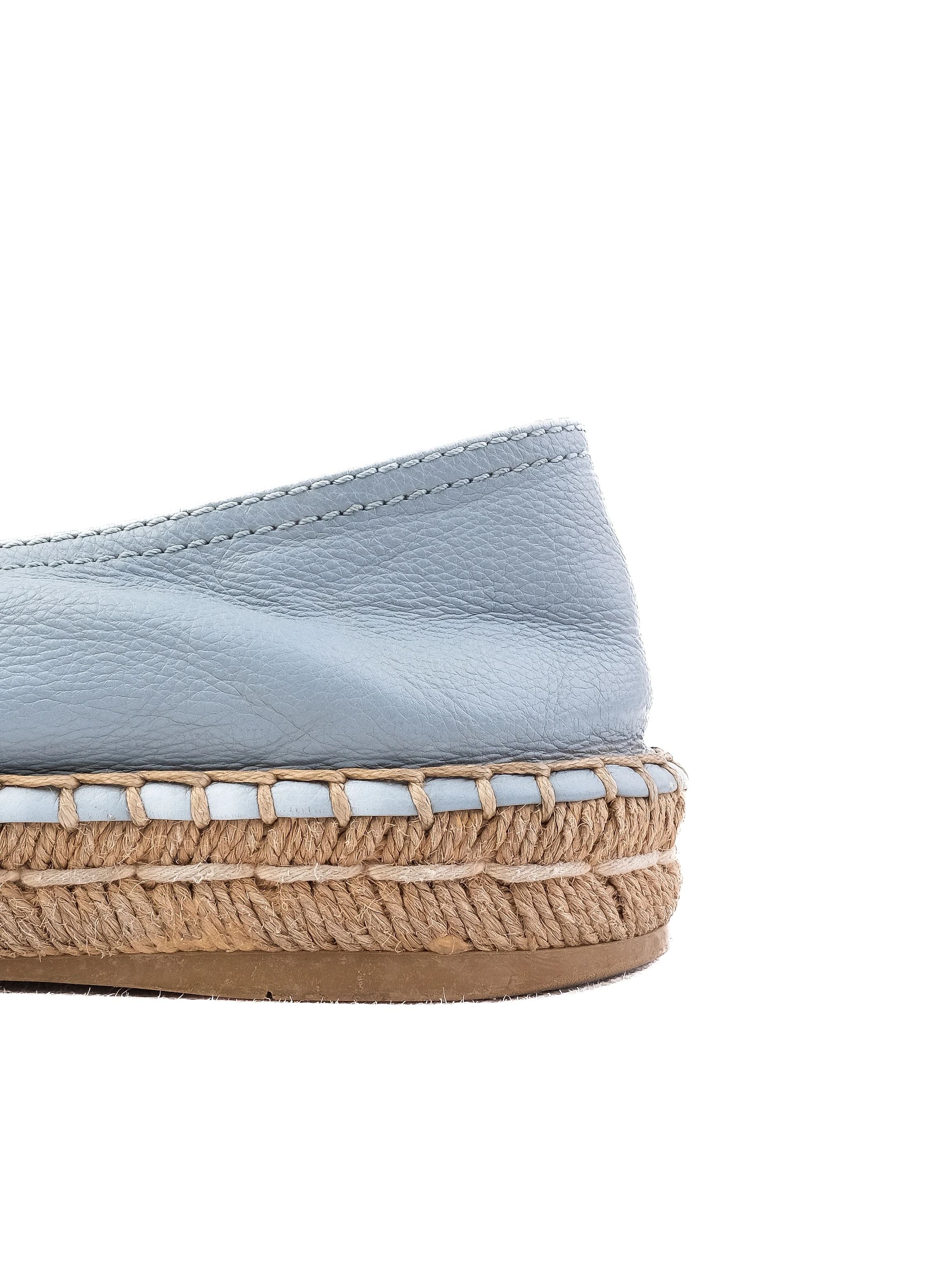 Excellent Prada Blue Leather Espadrille Shoes Size 37 Casual Style