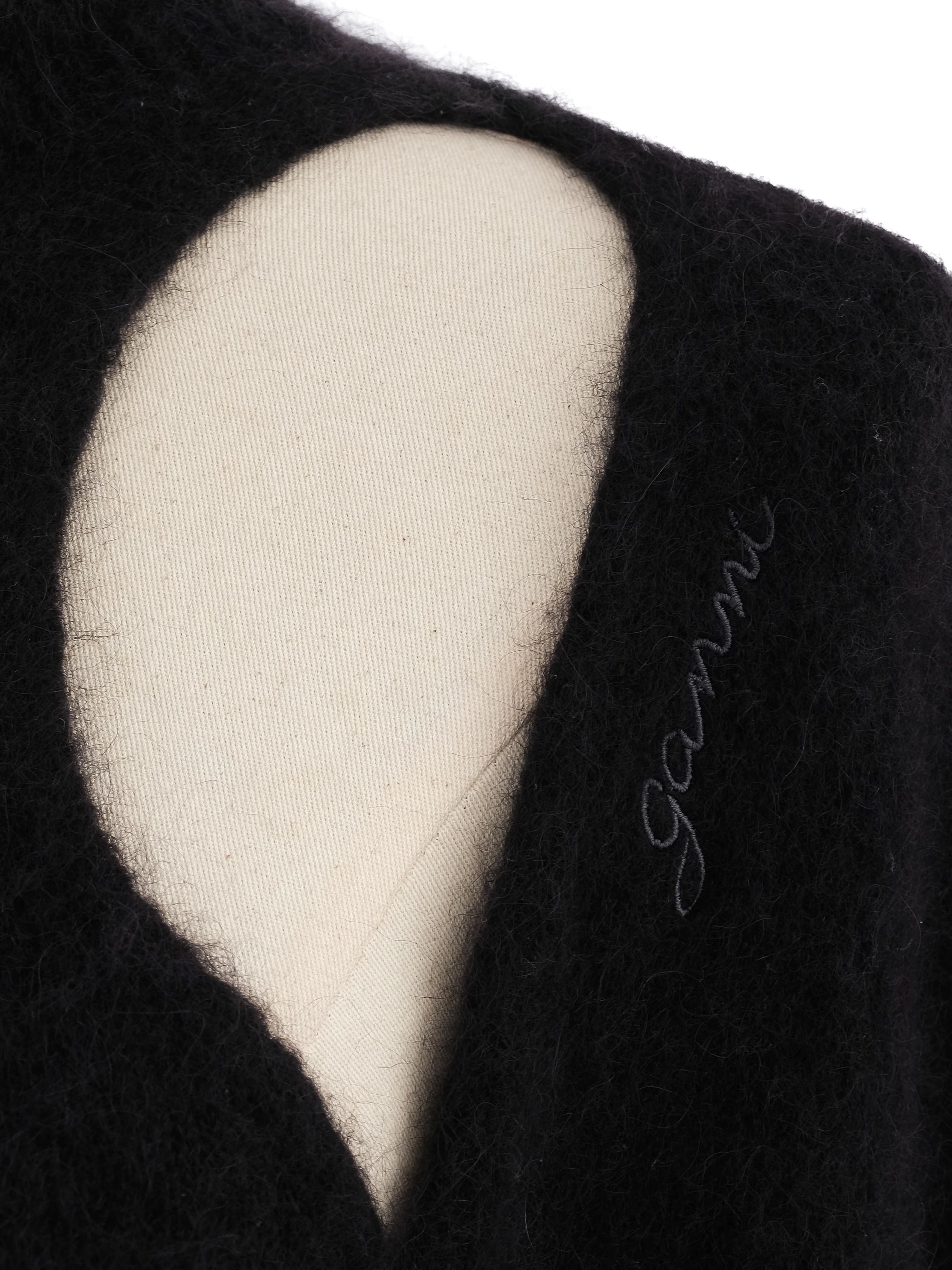 Excellent Ganni Black Wool Turtleneck Sweater Size S with Cutouts