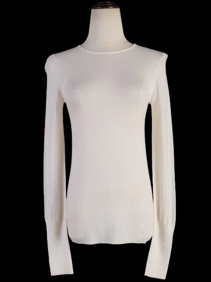 Excellent Tara Jarmon White Wool Long Sleeve Sweater Size S