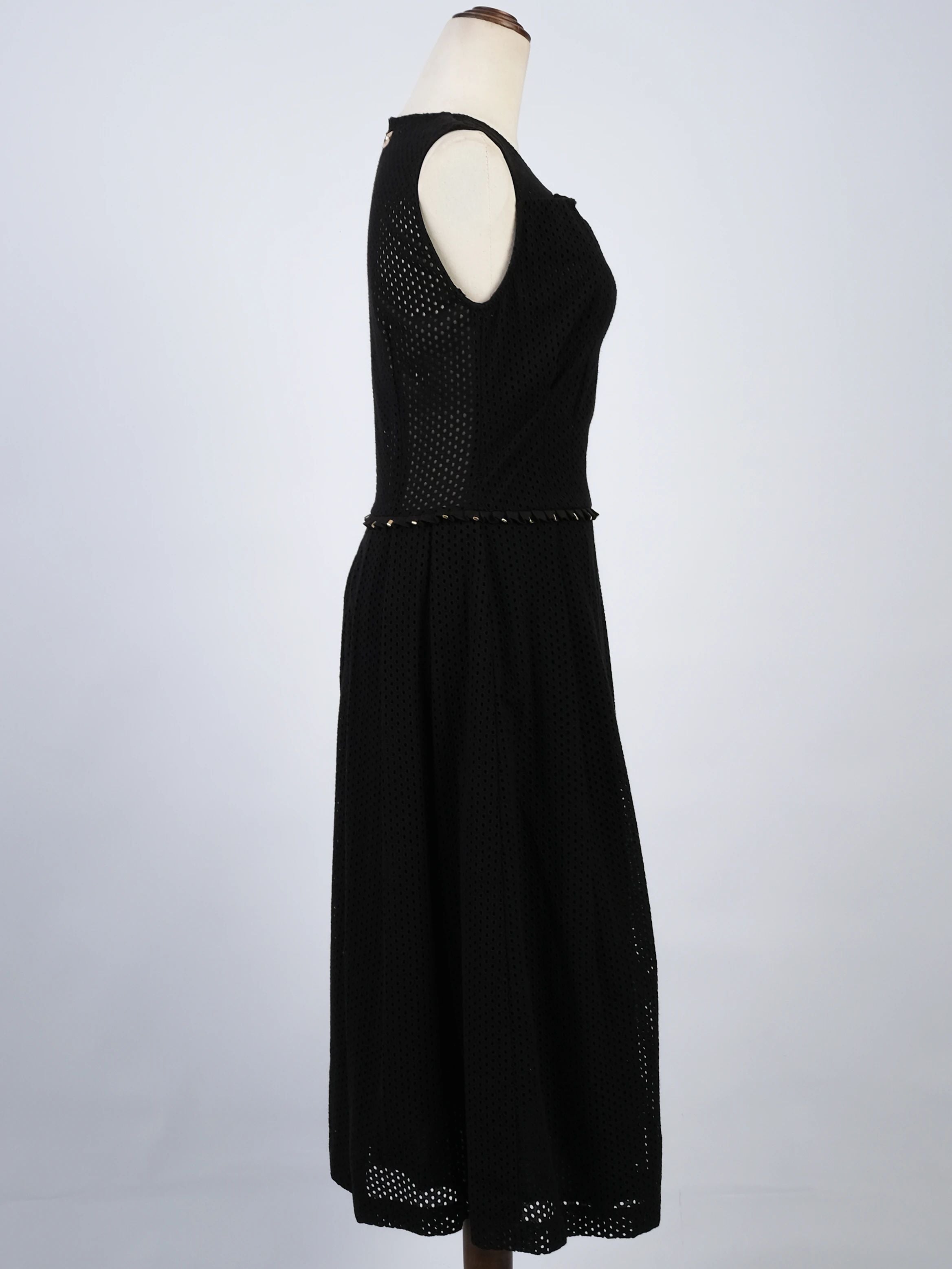 Excellent Cavalli Class Black Cotton Sleeveless Dress with Embellishments