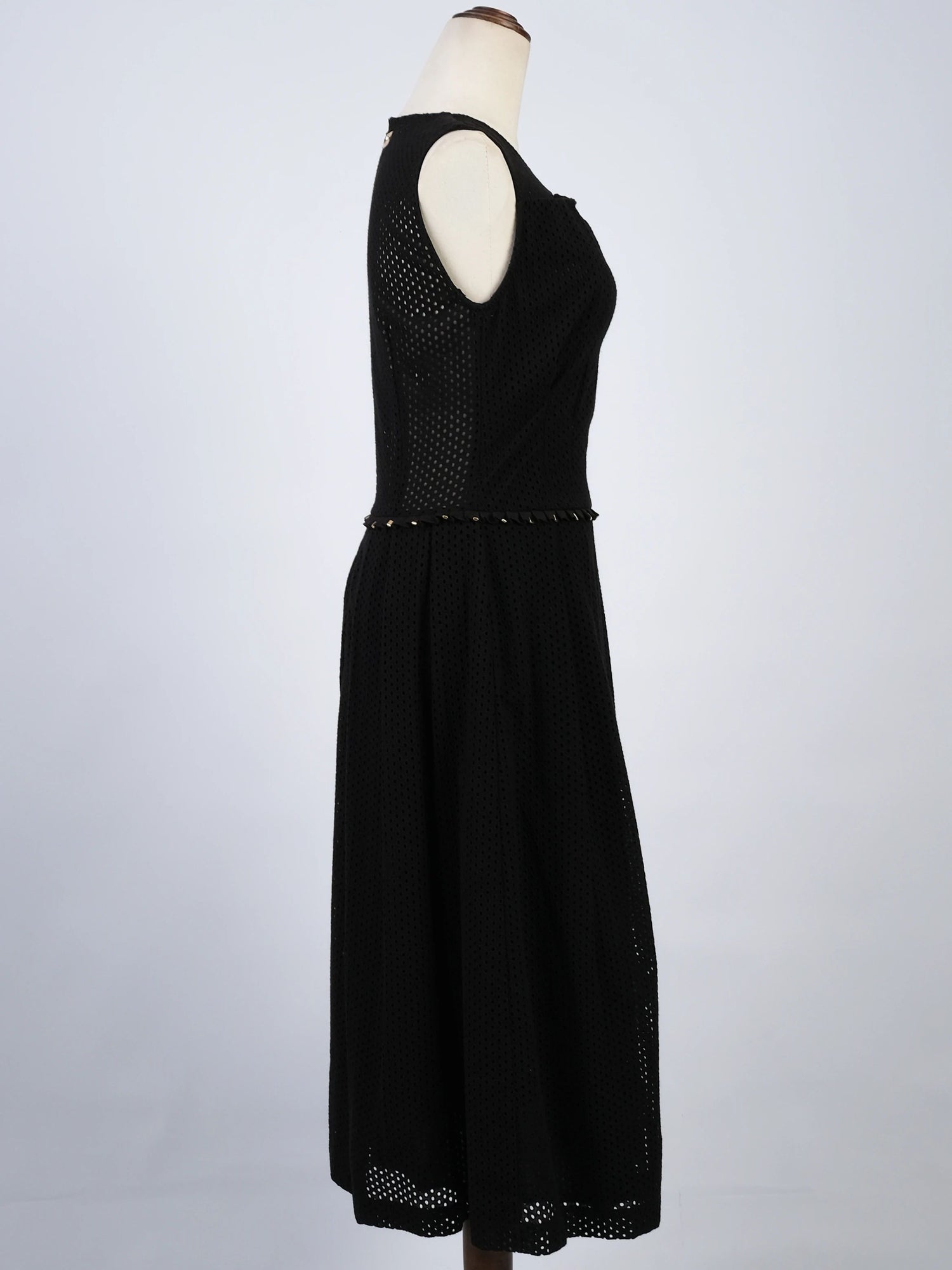 Excellent Cavalli Class Black Cotton Sleeveless Dress with Embellishments