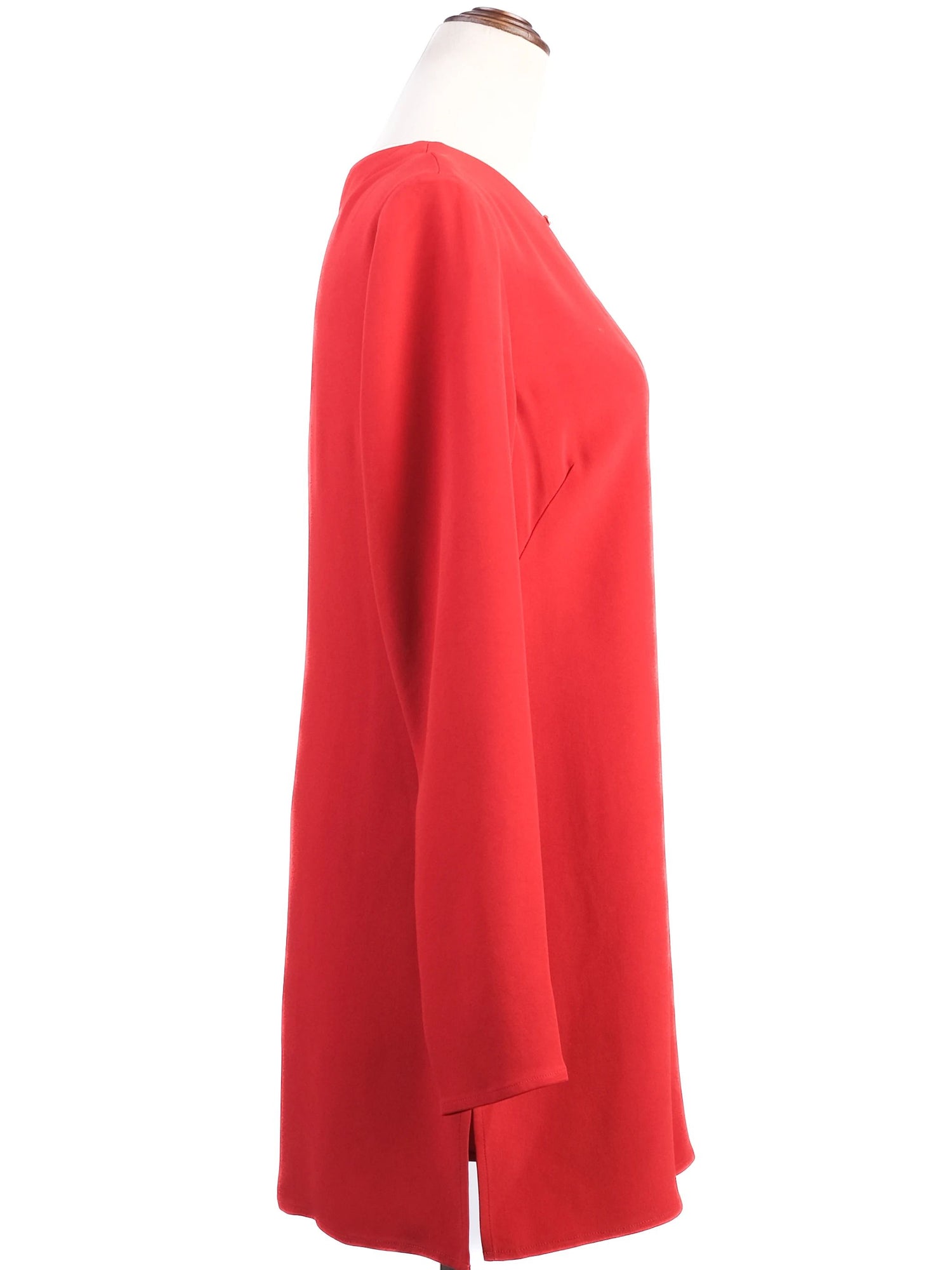 Excellent Ralph Lauren Red Silk Long Sleeve Dress Size L