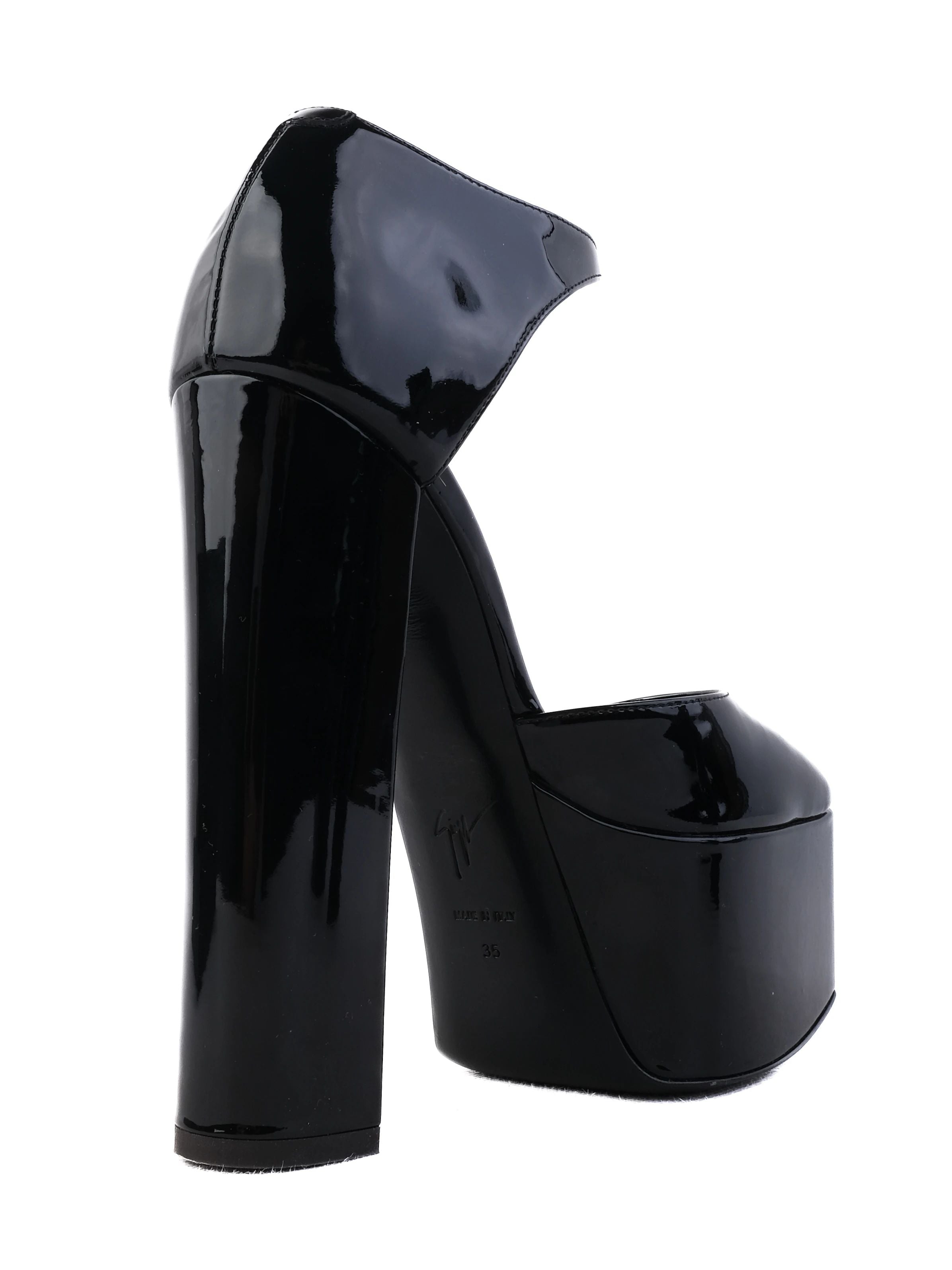 NEW Giuseppe Zanotti Black Leather Platform High Heels Size 35