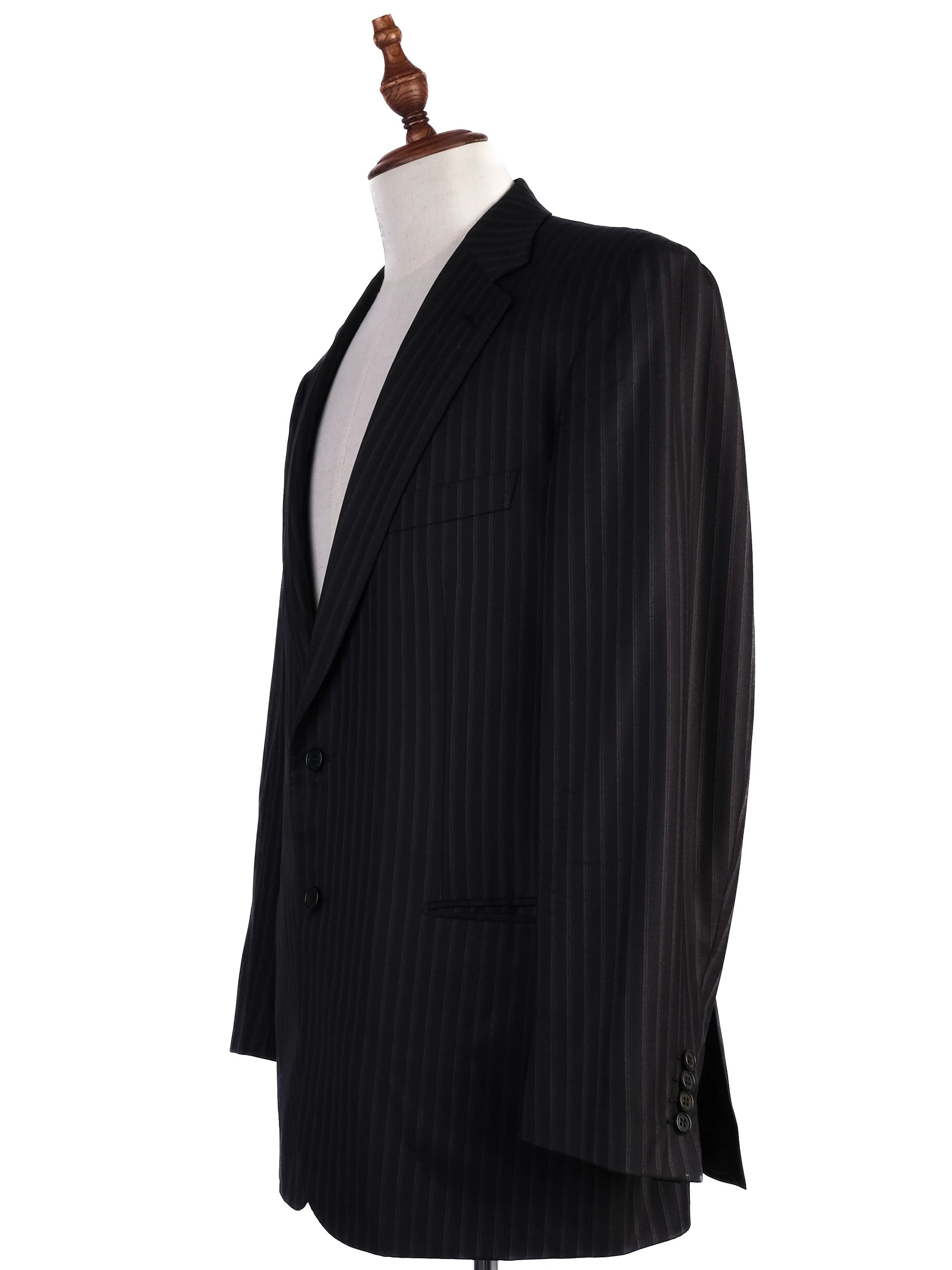 Excellent BRIONI Black Pinstripe Wool Suit Jacket Size XXL