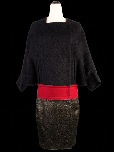 Excellent Diane von Furstenberg Black Alpaca Wool Dress Size M