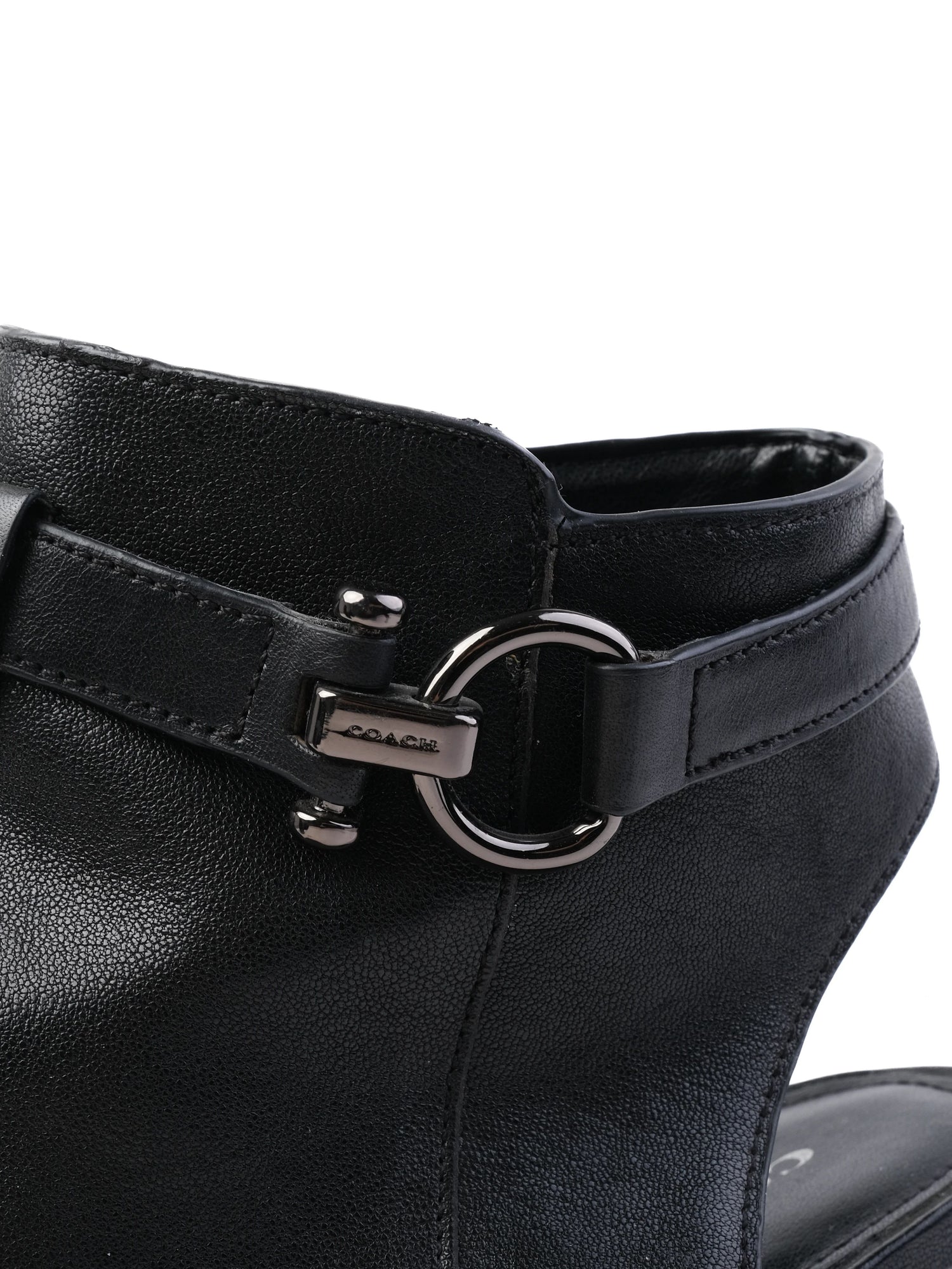 Excellent Coach Black Leather Chunky Heeled Peep Toe Shoes Size 40