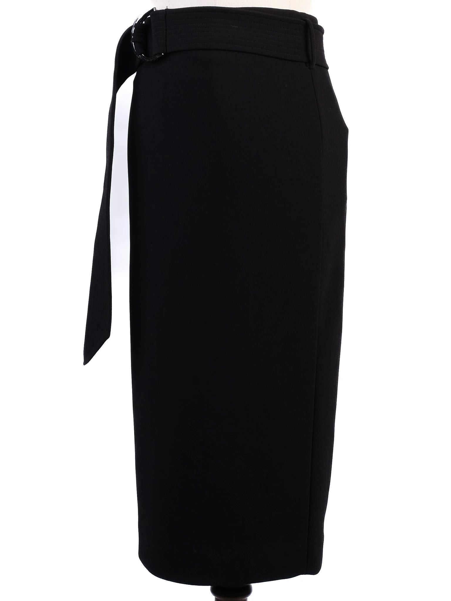 NEW Reiss Black Midi Skirt XXS Pencil Shape with Belted Waist