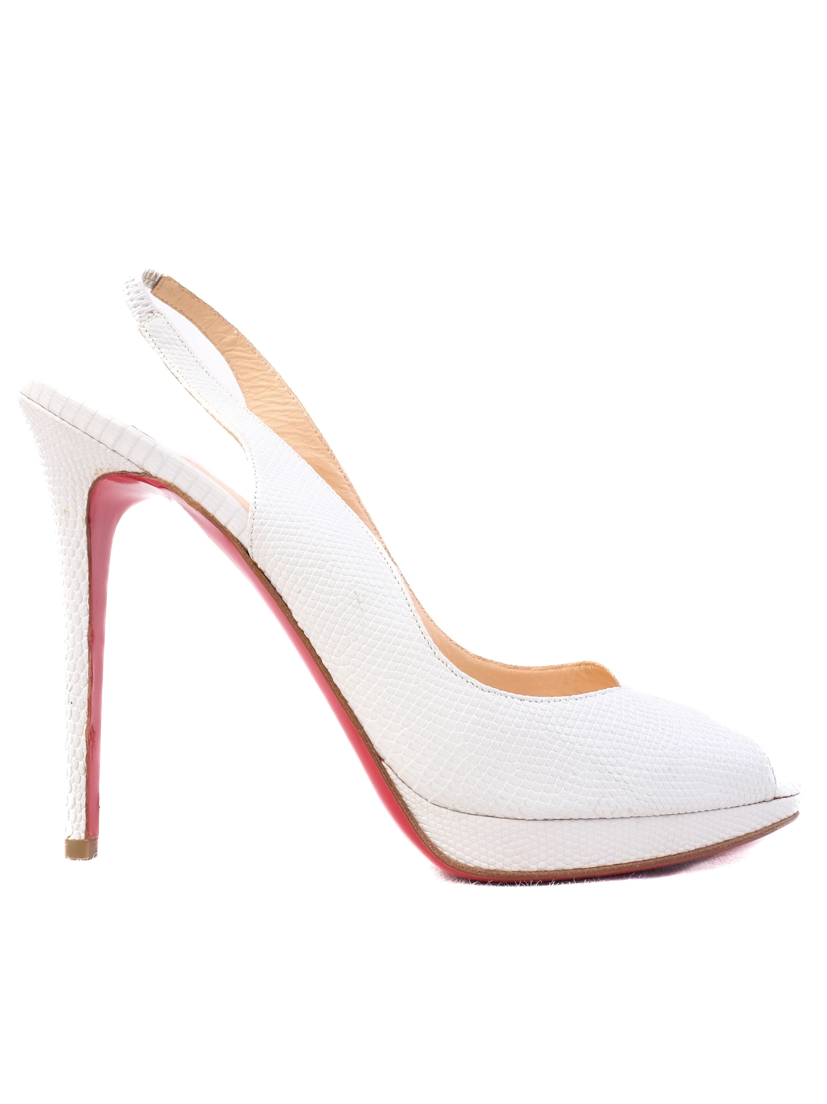 Perfect Christian Louboutin White Leather Slingback Heels Size 38.5