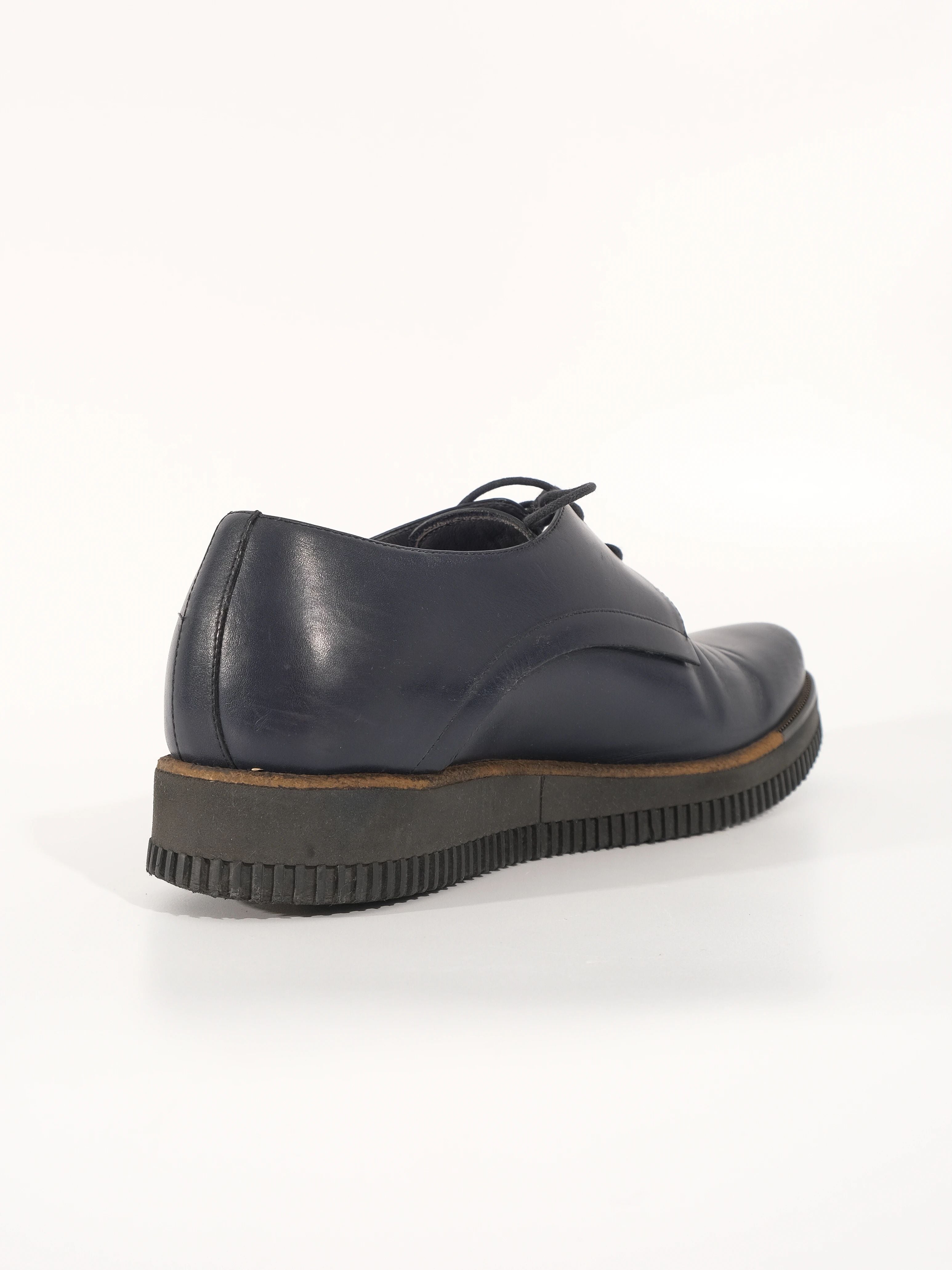 Perfect Lanvin Blue Leather Lace-Up Shoes Size 42 for Men