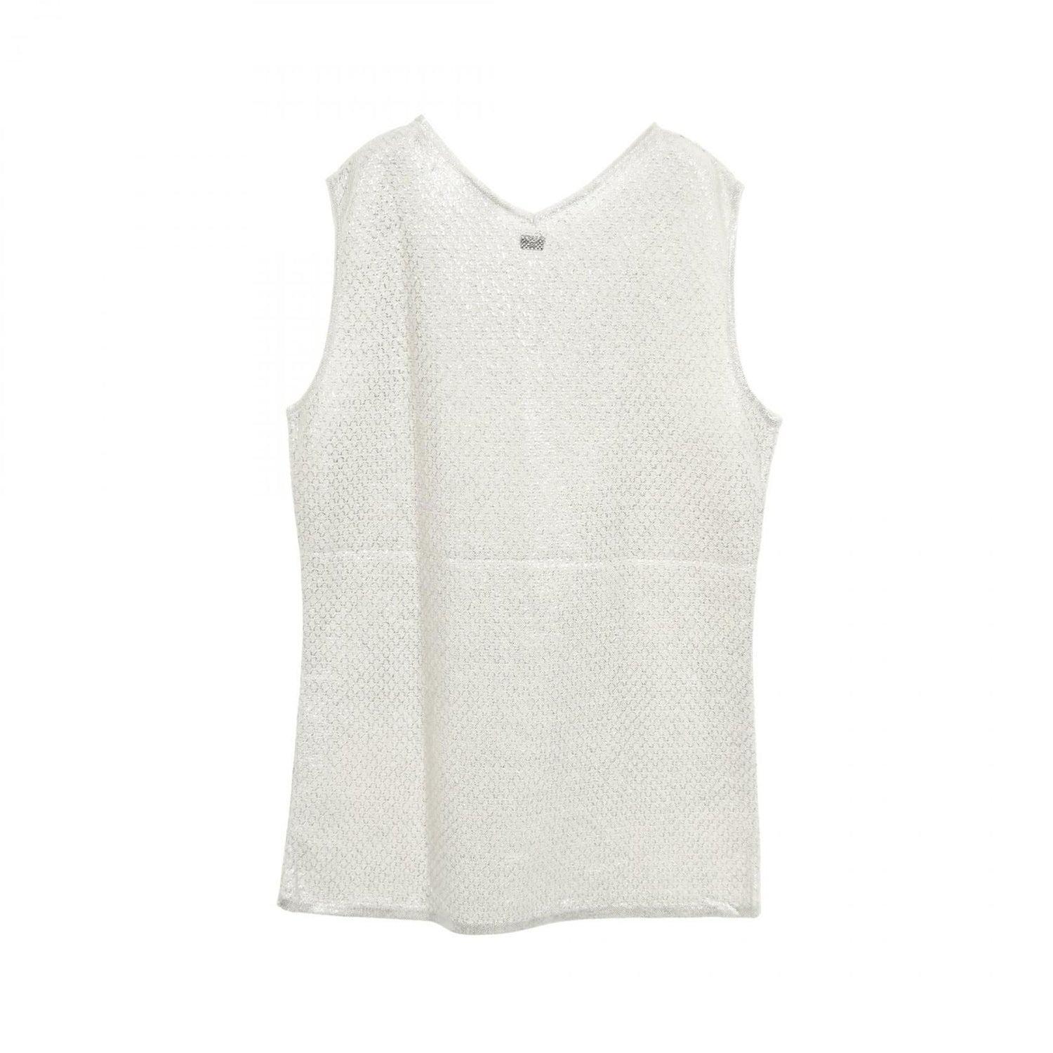 Chanel Gray Silver Tank Top Knit Cotton Fabric P 35700k 02085