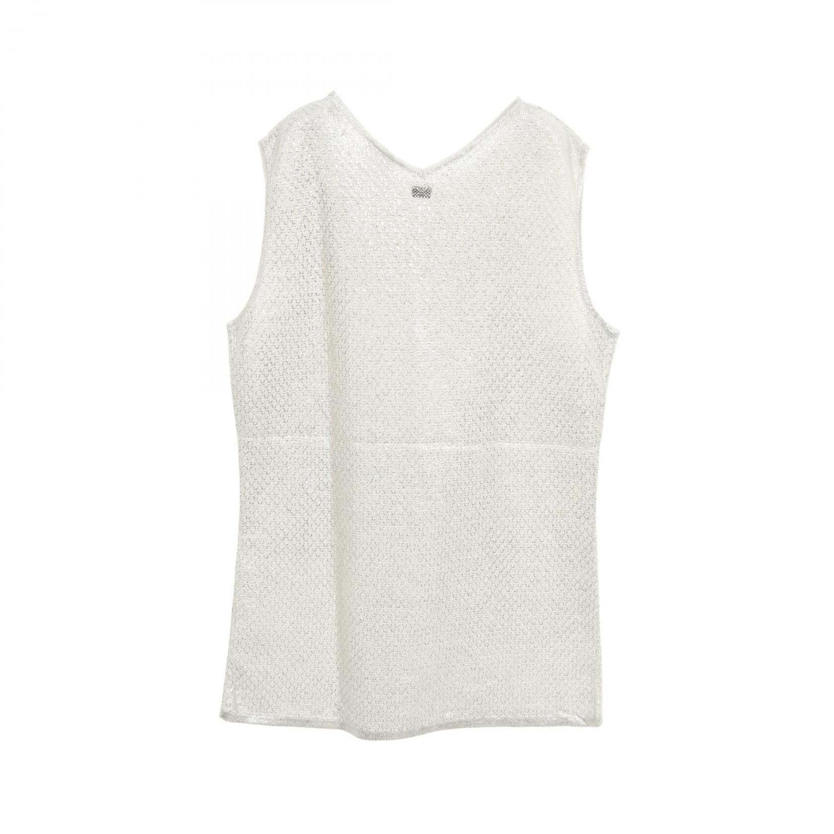 Chanel Gray Silver Tank Top Knit Cotton Fabric P 35700k 02085