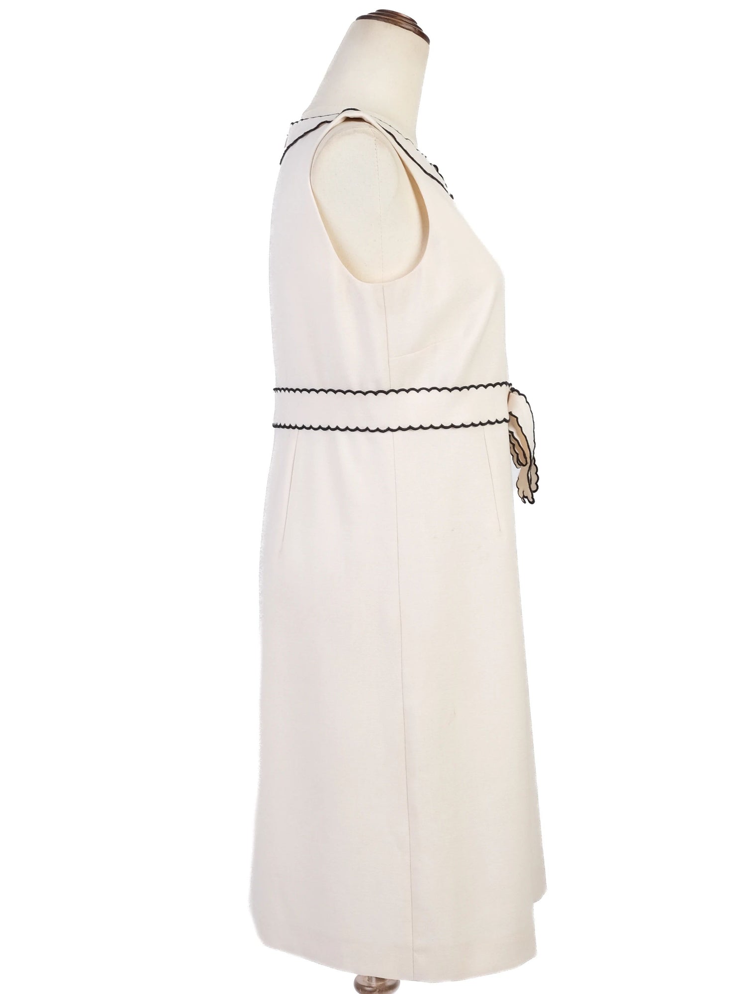 Excellent Red Valentino White Wool Dress with Black Trim Size N/A