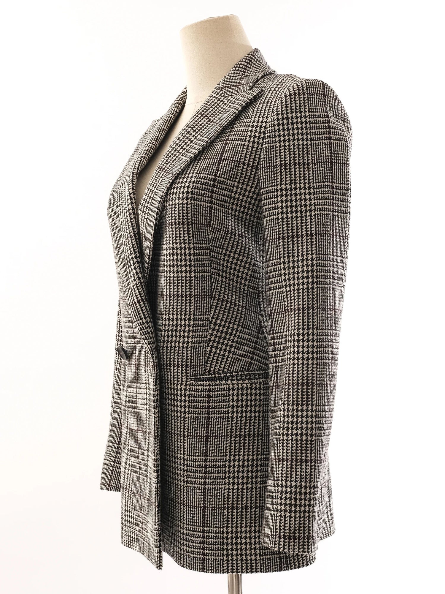 Excellent Reiss Wool Gray Plaid Blazer Double-Breasted Size XXS