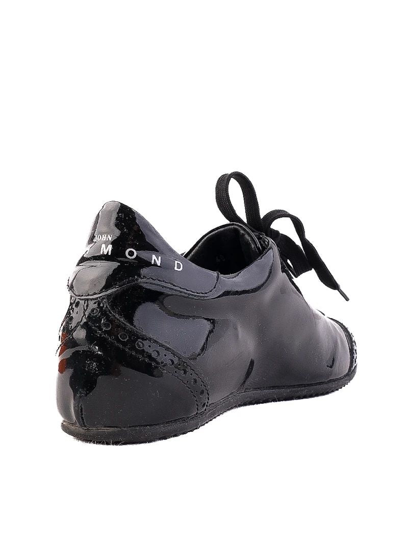 Excellent Richmond Black Leather Sneakers with Silver Stripes