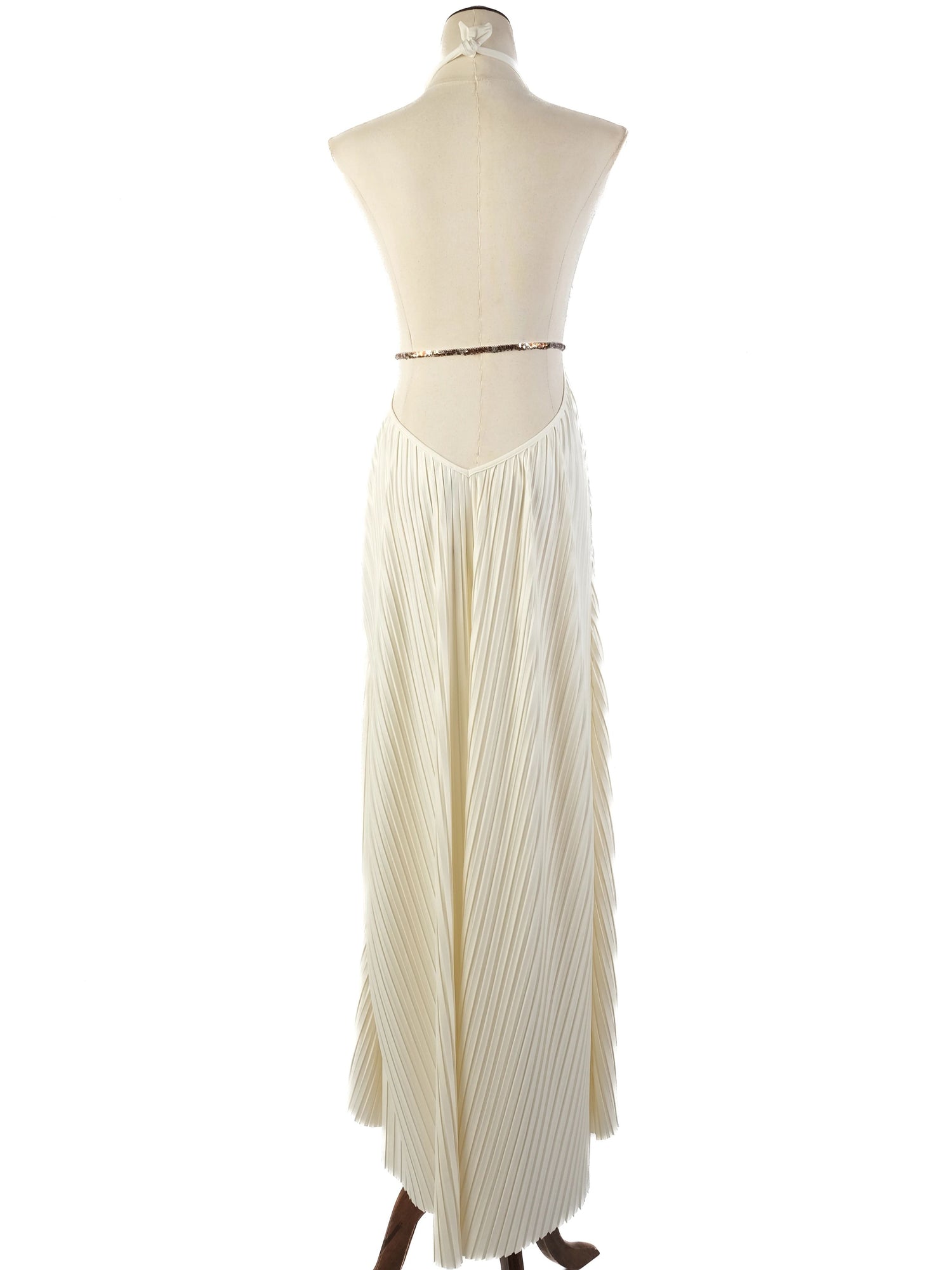 NEW Pleated Halter Dress White Size L Polyester
