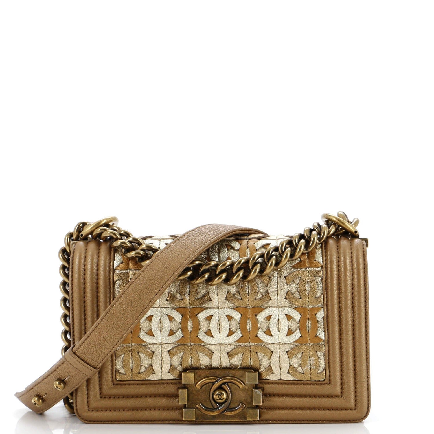 Chanel Boy Flap Bag Woven Leather Small