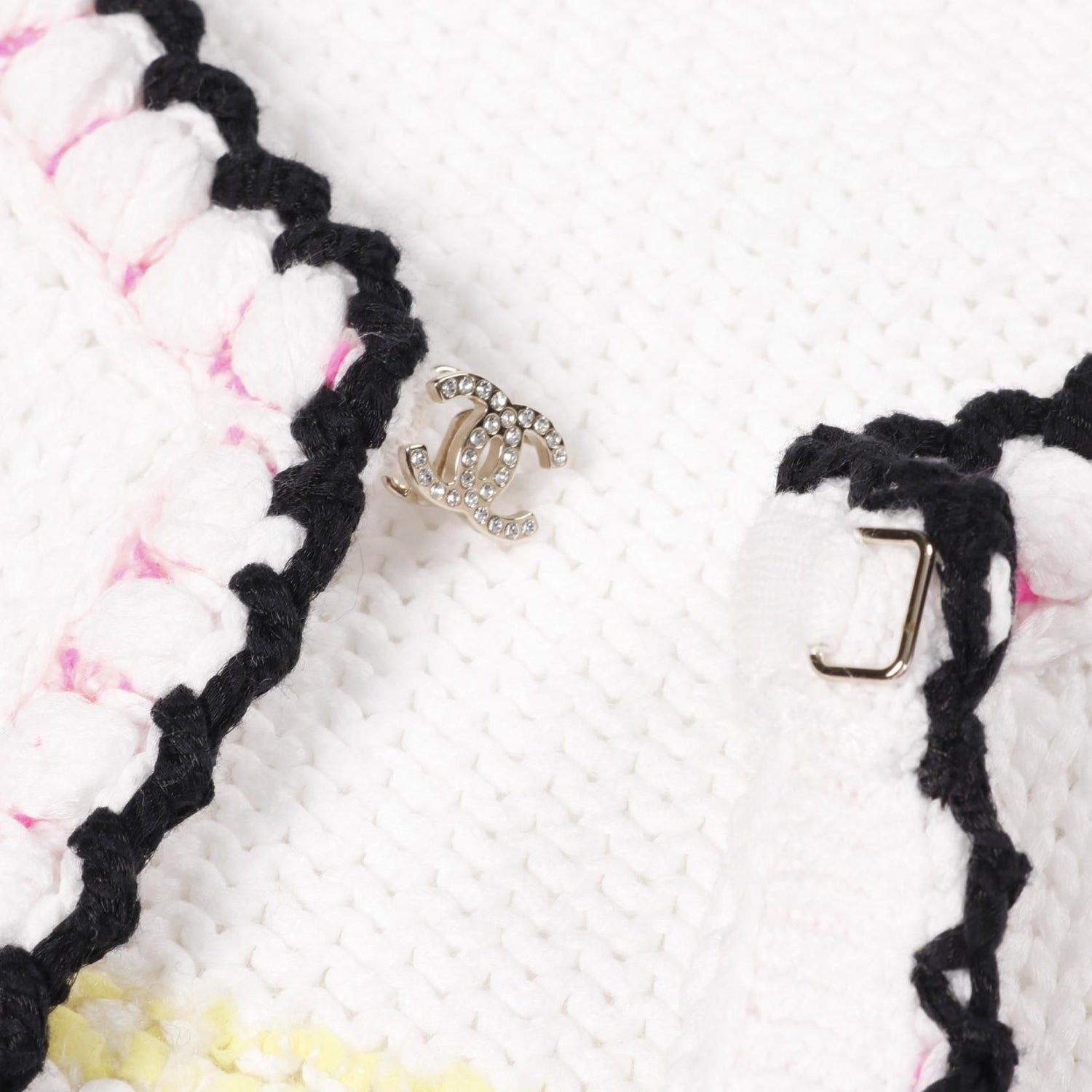 Chanel White Multicolor Coco Mark Button Knit Jacket Cardigan Cotton Nylon P 77148