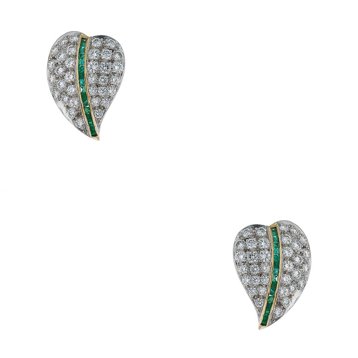 Diamonds, emeralds and gold earrings