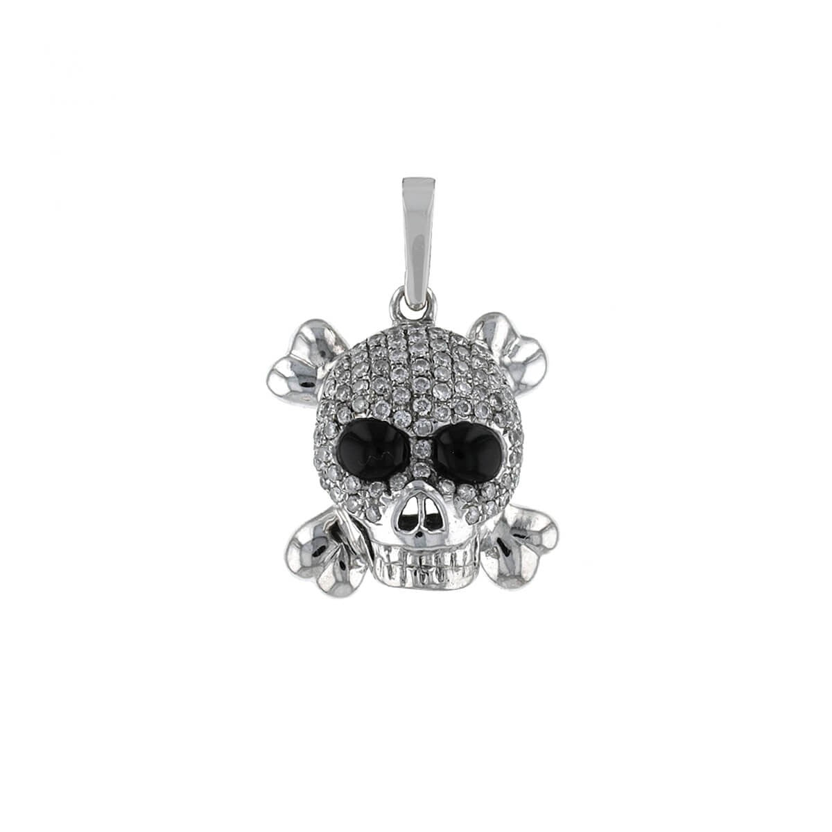 Diamonds, onyx and gold skull pendant