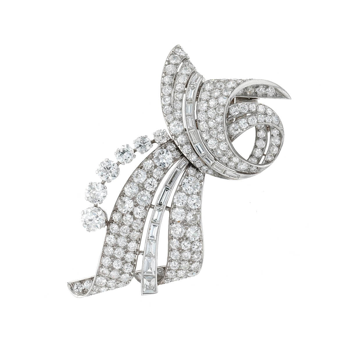 Diamonds and platinum brooch