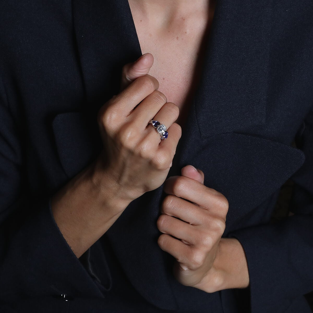 Diamonds, tanzanite and gold ring