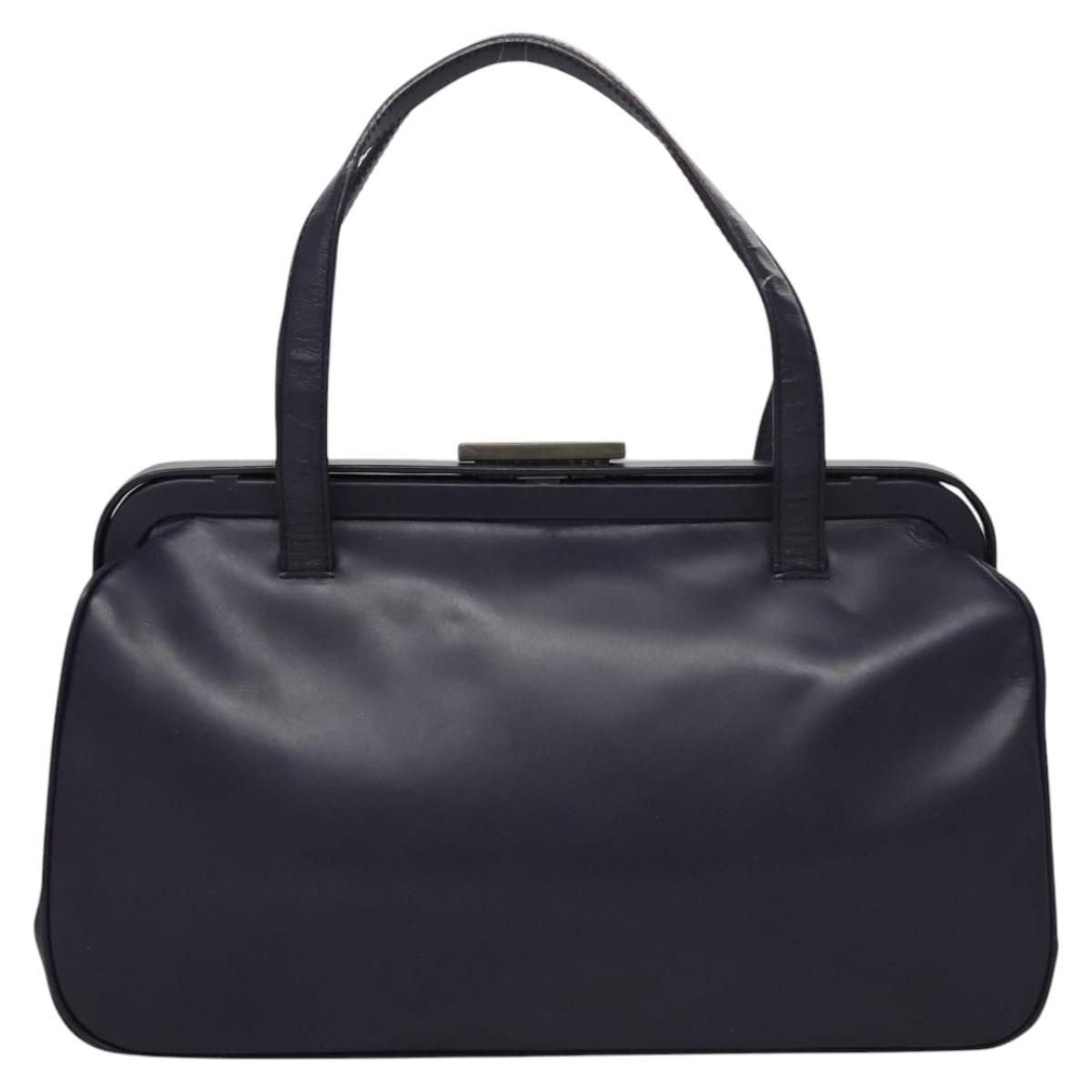 Prada Hand Bag Leather Purple Auth