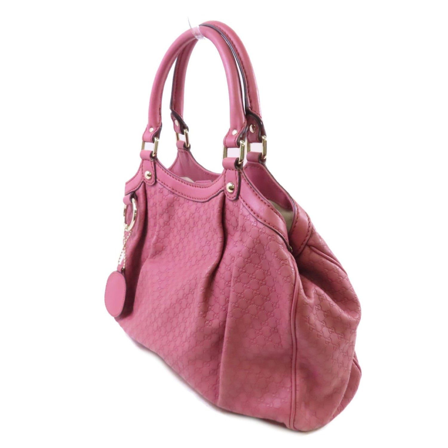 Gucci Cowhide Leather Sukey Tote Bag Golden Shoulder Back Bag Deep Powder Red Shoulder Bag Pink Calfskin (cowhide